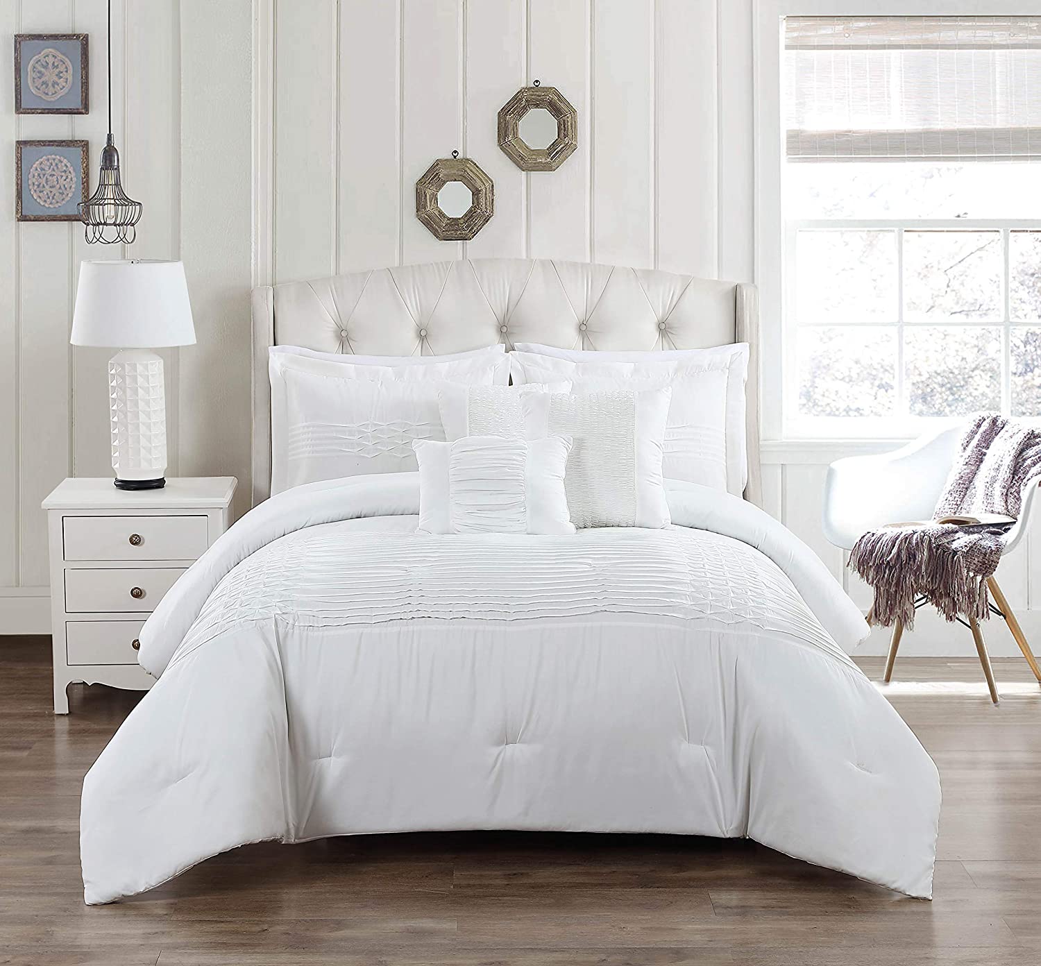 Price:$29.41  Geonna Pintucked Duvet Set, Twin, White : Home & Kitchen