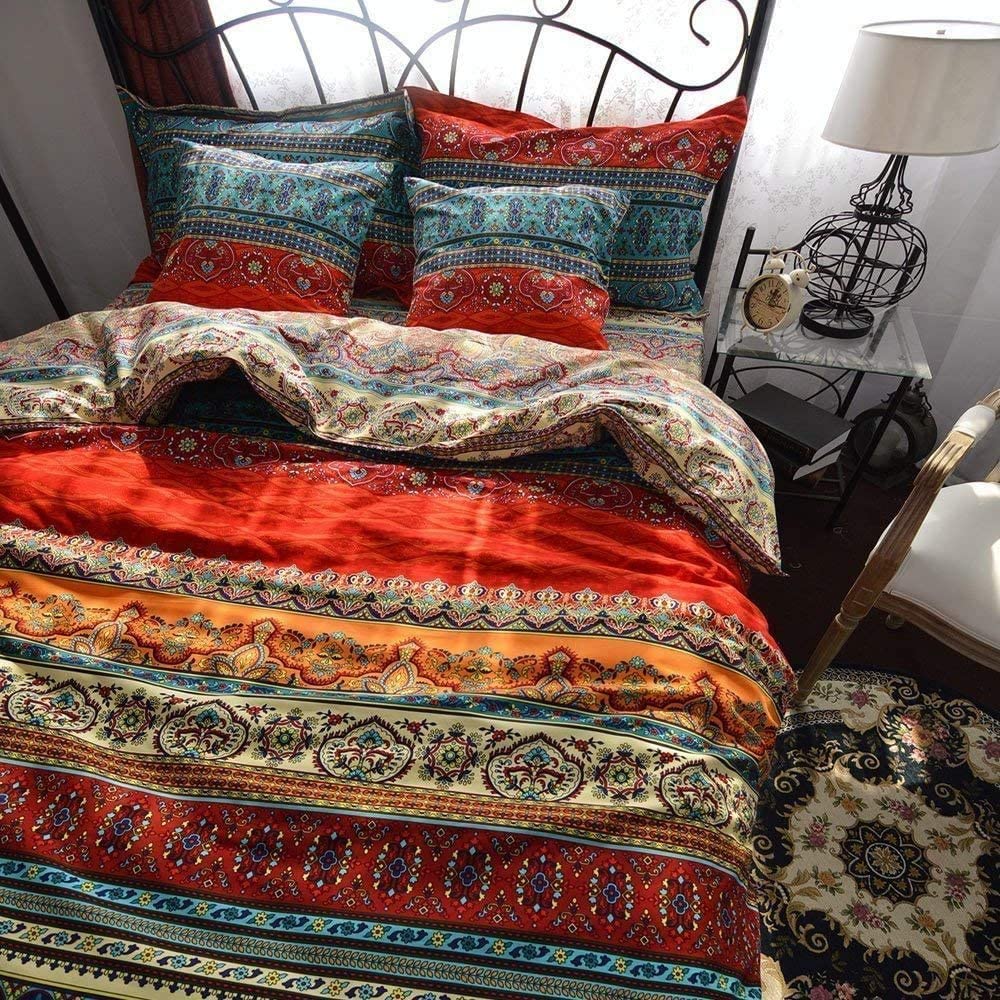 Price:$76.96  Boho Style Bedding Set Boho Duvet Cover Set Bohemian Bedding Set 3pcs (King) : Home & Kitchen