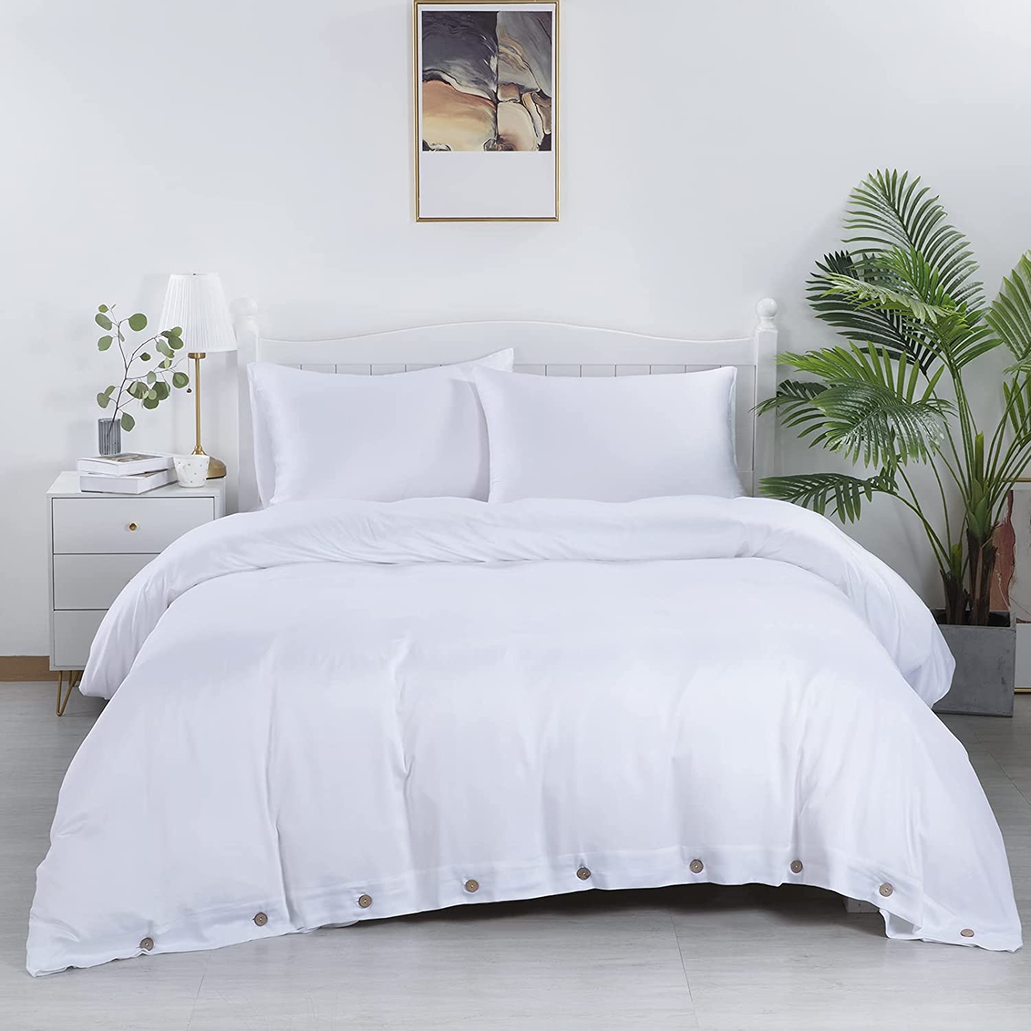 Price:$99.99  100% Eucalyptus Cooling Tencel Lyocell Duvet Cover Set King Size for Night Sweat Hot Sleepers, 2 Pillowcases+1 Duvet Cover with Buttons Closure-Soft, Silky & Breathable : Home & Kitchen