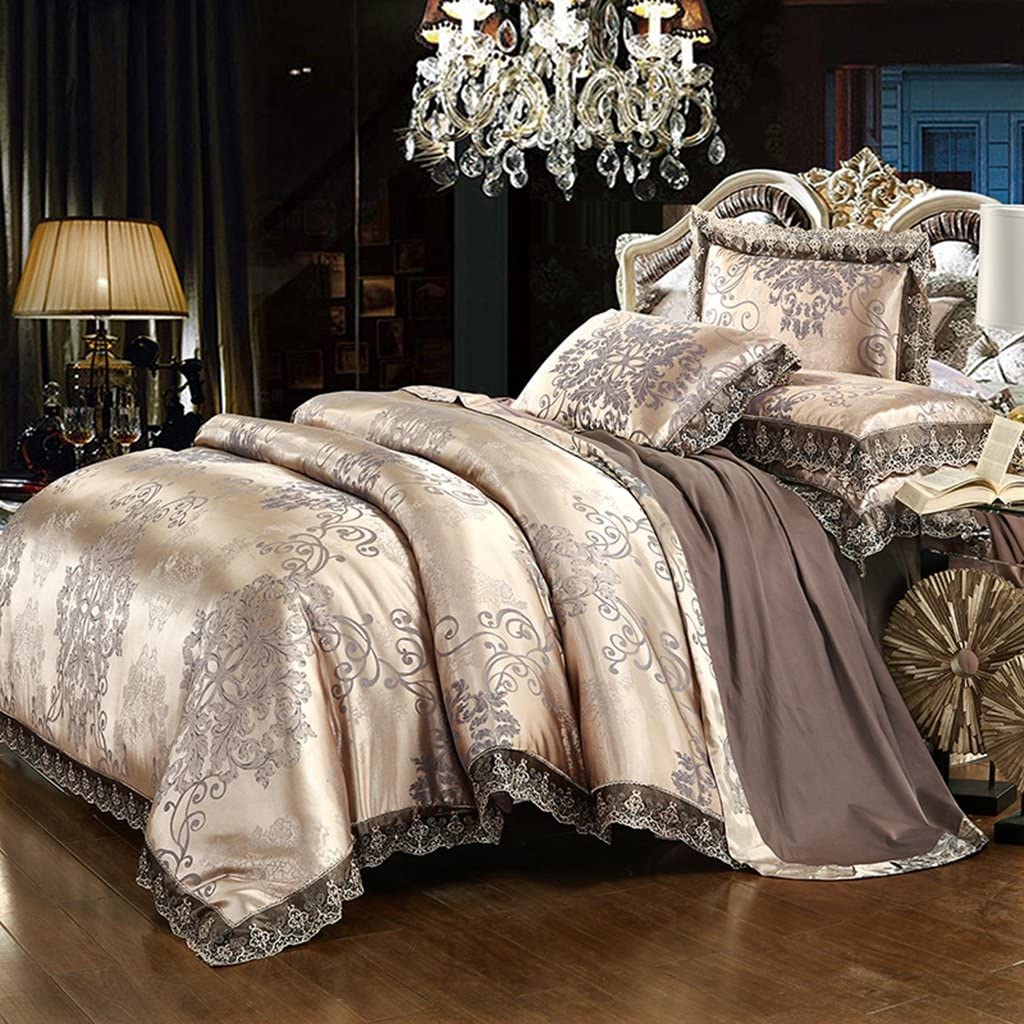 Price:$79.00  Embroidery Duvet Cover Set California King / King Size Cotton Sateen Luxury European Neoclassical Style Jacquard Lace Comforter Cover and 2 Pillowcases,3 Piece : Home & Kitchen