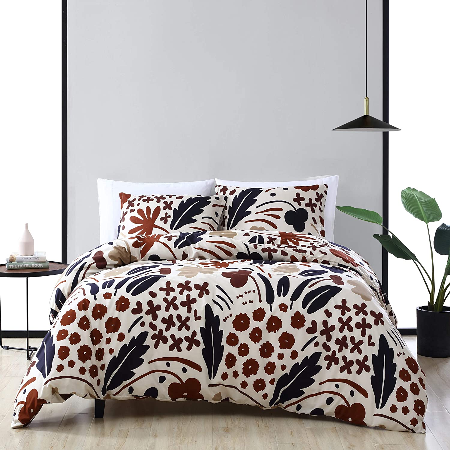 Price:$149.99  , Suvi Collection , 100% Cotton Soft and Breathable Duvet Cover, All Season 3-Piece Bedding Set, Pre-Washed for Added Softness, Queen, Brown : Home & Kitchen