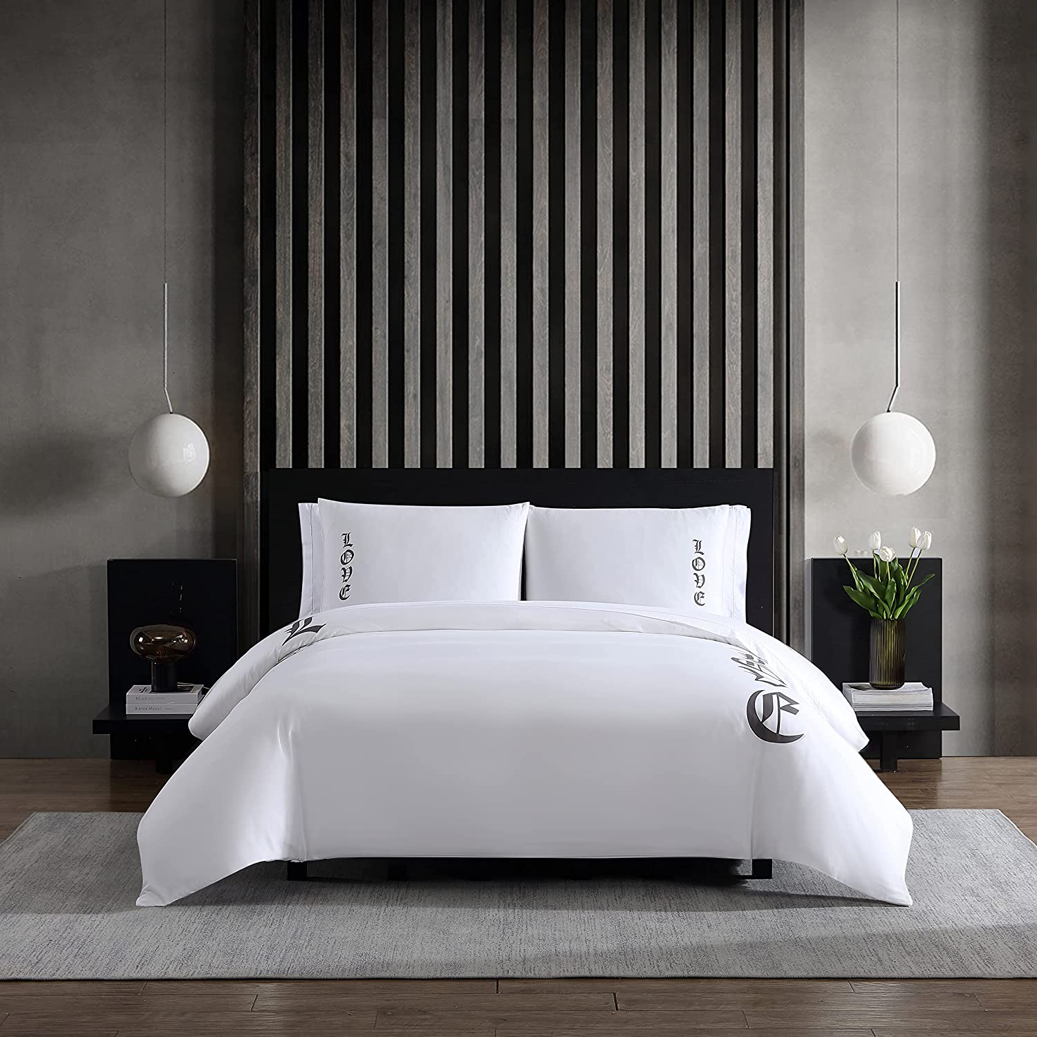 Price:$188.69  Wang | Love Collection | Duvet Cover Set - 100% Cotton Sateen, Soft & Luxurious Bedding with Button Closure, Includes Matching Shams, Queen, White : Home & Kitchen