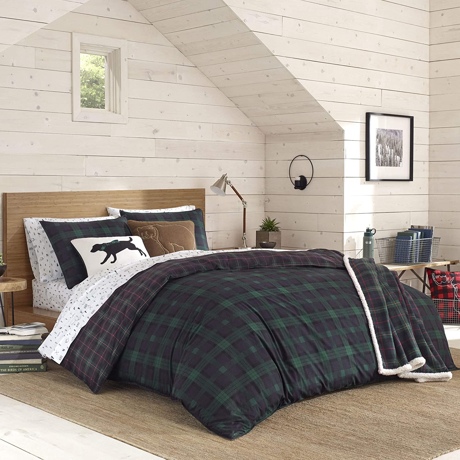 Price:$70.88  Bauer Home | Woodland Collection | 100% Cotton Soft & Cozy Premium Quality Plaid Reversible Duvet Cover Matching Shams, 3-Piece Bedding Set, Queen, Green : Home & Kitchen