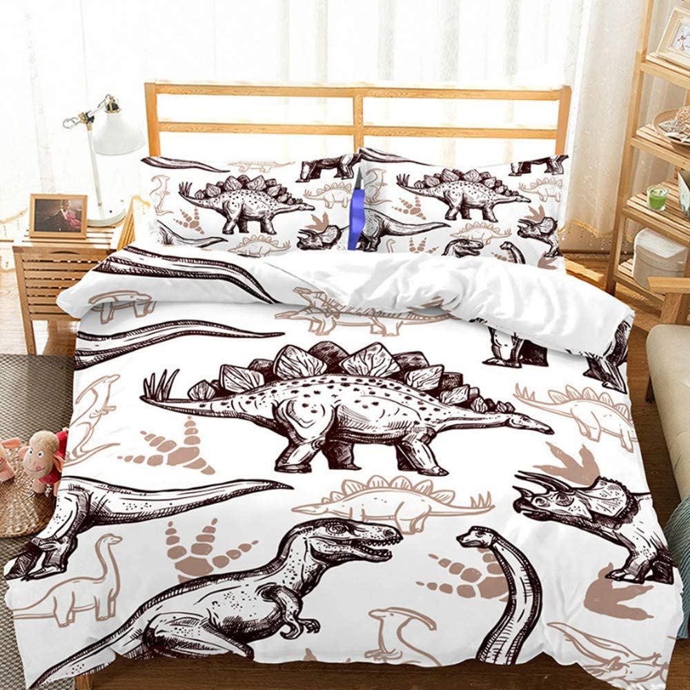 Price:$46.99  Dinosaur Duvet Cover Sets Kids' Bedding Set Ultra Soft Microfiber 3D Animal Pattern Boys Children's Quilt Cover Bedding Set, 1 Duvet Cover + 2 Pillowcases(Queen Size) : Home & Kitchen