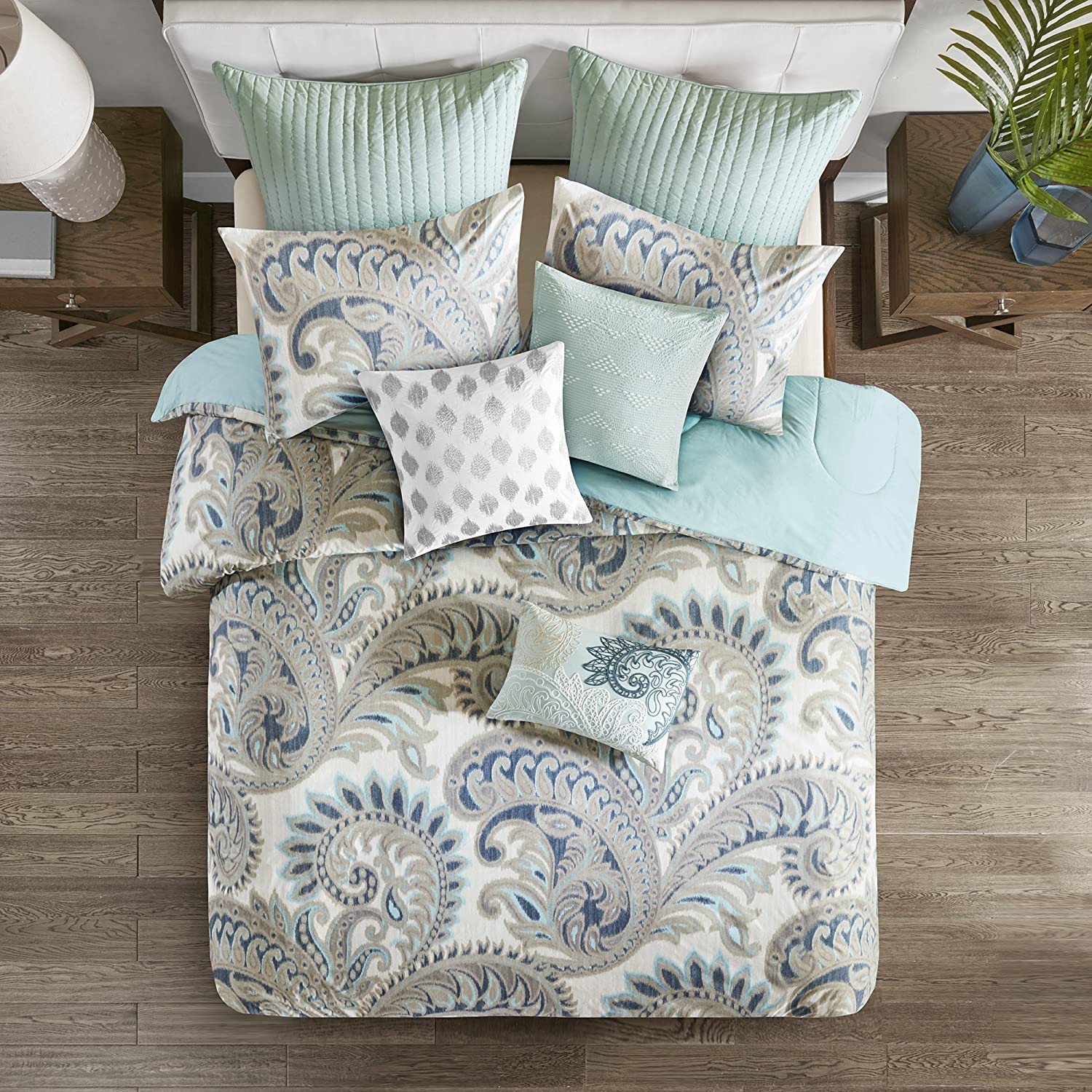 Price:$155.99  Mira Duvet Cover King Size - Teal , Paisley Duvet Cover Set – 3 Piece – 100% Cotton Light Weight Bed Comforter Covers : Home & Kitchen
