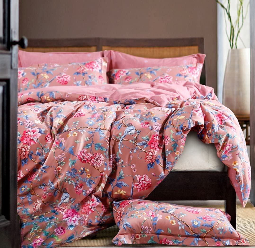 Price:$96.88  Botanical Garden Duvet Cover Washed Brushed 100-percent Cotton Bedding Set Asian Chinoiserie Print Colorful Tropical Tree Branches and Birds Floral Pattern (King, Marsala) : Home & Kitchen