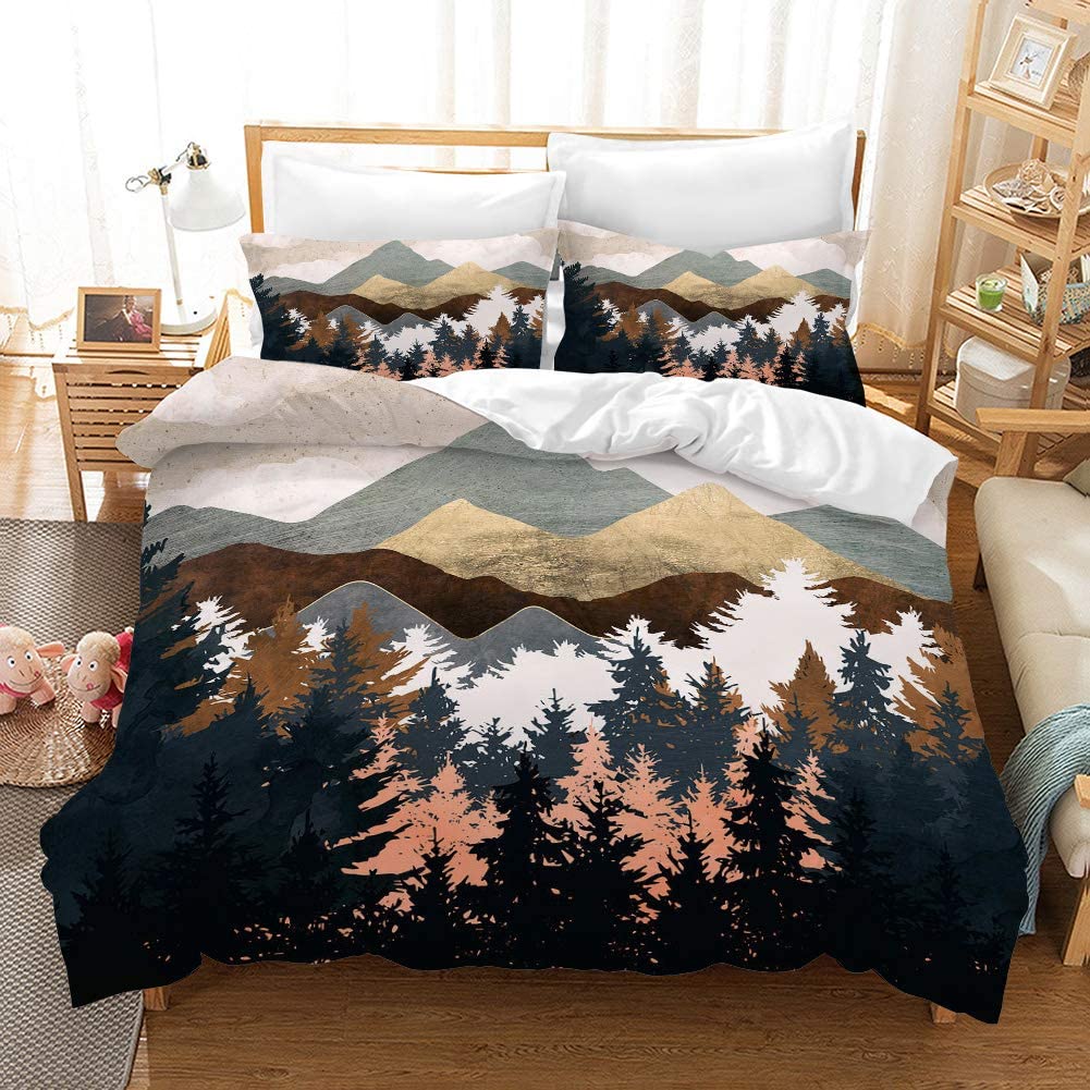 Price:$84.00  Hawthorn Bedding 3D Duvet Cover Set Japan Forest Mountain River Bed Sets 2/3/4PCS Quilt Covers/Sheets/Pillow Shams,Twin/Full/Queen/King (King-229x259cm-3PCS,E) : Home & Kitchen
