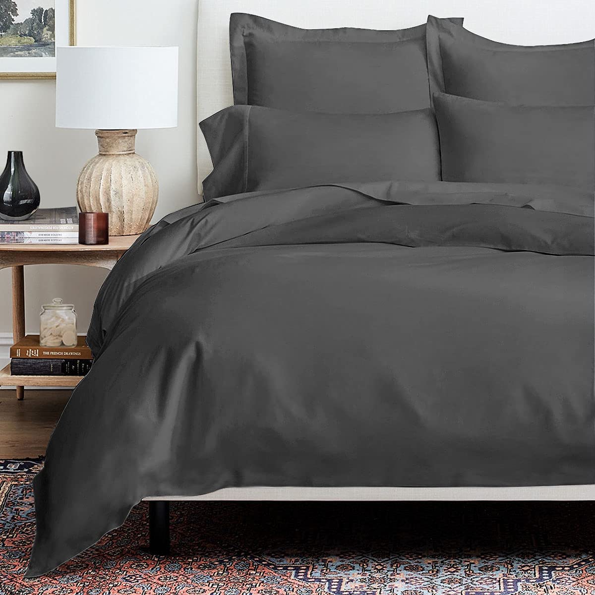 Price:$29.95  Dark Gray King Duvet Cover Set, Hotel Duvet Cover King Size Ultra Soft Washed Microfiber 3 Pieces Comforter Cover Bedding Set with Zipper Closure 1 Duvet Cover 104"x90" & 2 Pillow Shams : Home & Kitchen