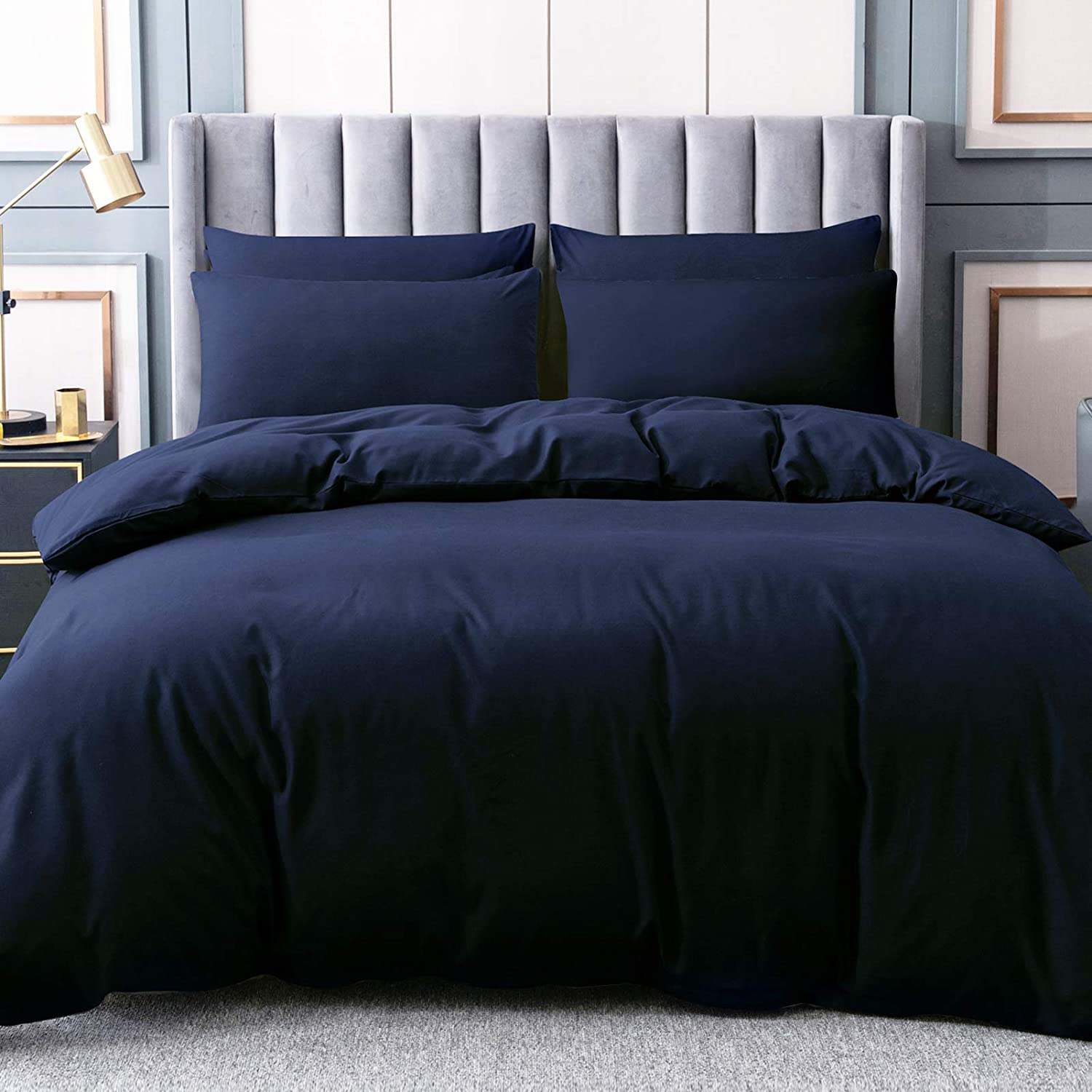 Price:$32.99  Blue Duvet Cover King Size,100% Microfiber Solid Color 3 Pieces Comforter Cover Sets, Bedding Duvet Cover Soft and Comfortable with Zipper Closure & Corner Ties, 104x90 inches : Home & Kitchen