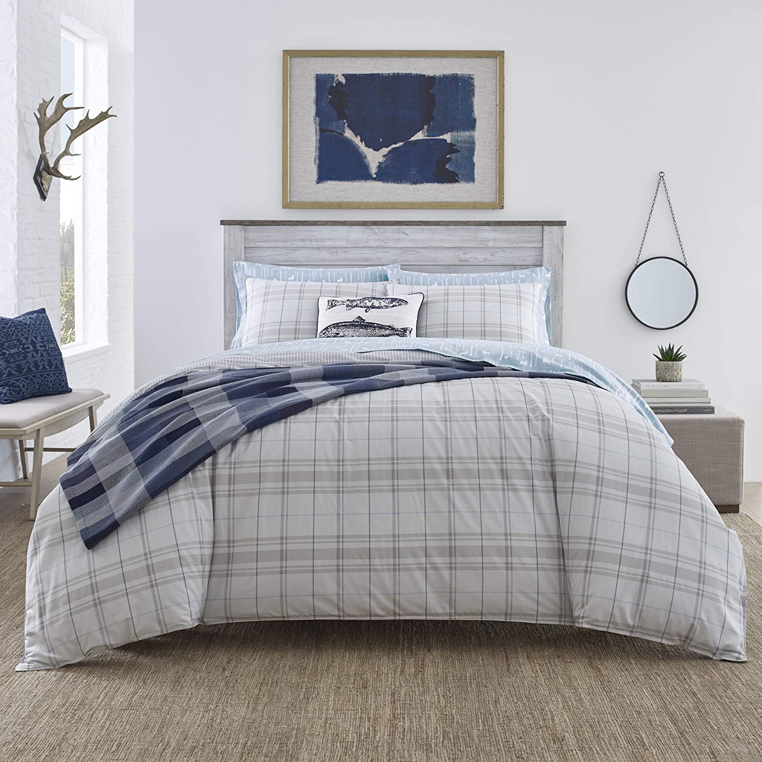Price:$85.33  Bauer Home | Grays Harbor Collection | 100% Cotton Soft & Cozy Premium Quality Plaid Duvet Cover Matching Shams, 3-Piece Bedding Set, Machine Washable, King, Grey : Home & Kitchen