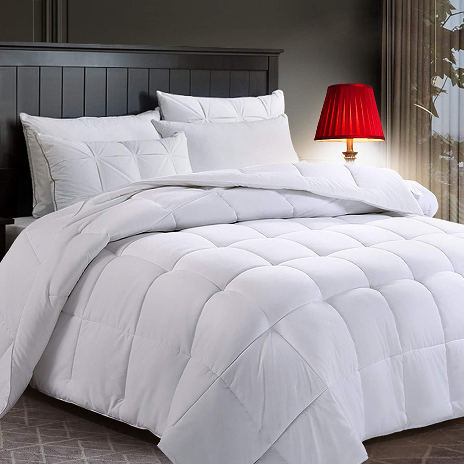 Price:$52.99  King Size (90x102) Lightweight All Season Comforter Reversible Duvet Insert Down Alternative Fill with 8 Corner Tabs,Machine Washable -White : Home & Kitchen