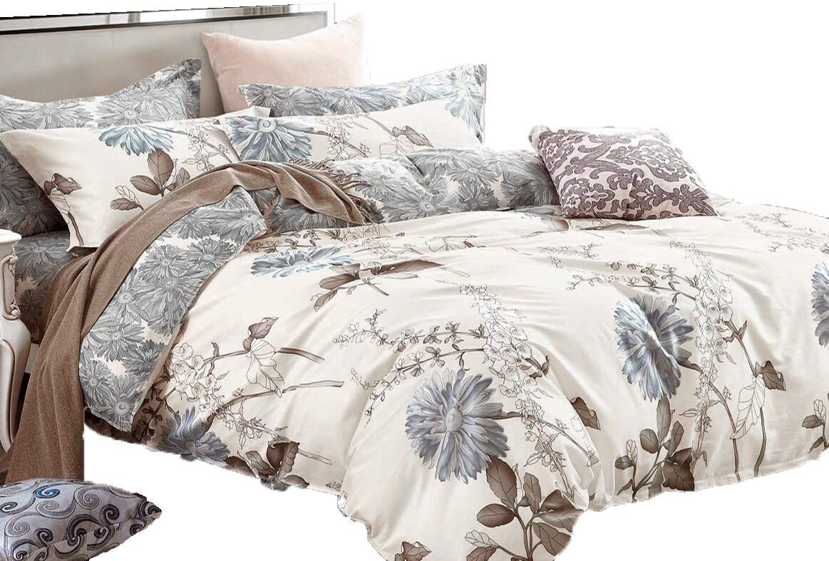 Price:$52.99  Beddings Daisy Silhouette Reversible Floral Print 3-Piece 100% Cotton Bedding Set: Duvet Cover and Two Pillow Shams (Queen) : Home & Kitchen