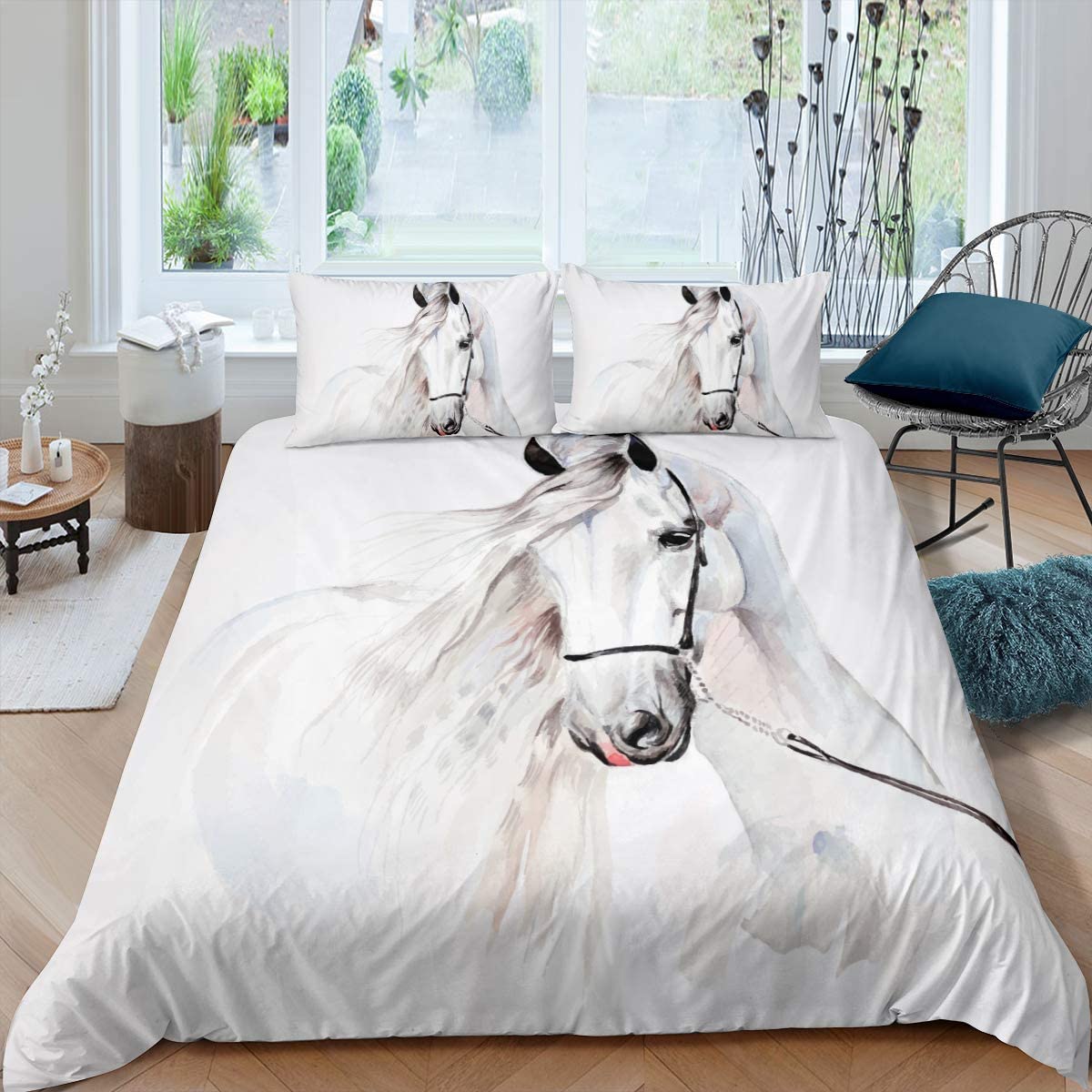 Price:$31.99  Boys Duvet Cover Set Twin for Kids Teens Horse Bedding Set 3D Steed Print Comforter Cover Wildlife Bedspread Cover Animal Microfiber Quilt Cover White Bed Cover Watercolor Cool : Home & Kitchen