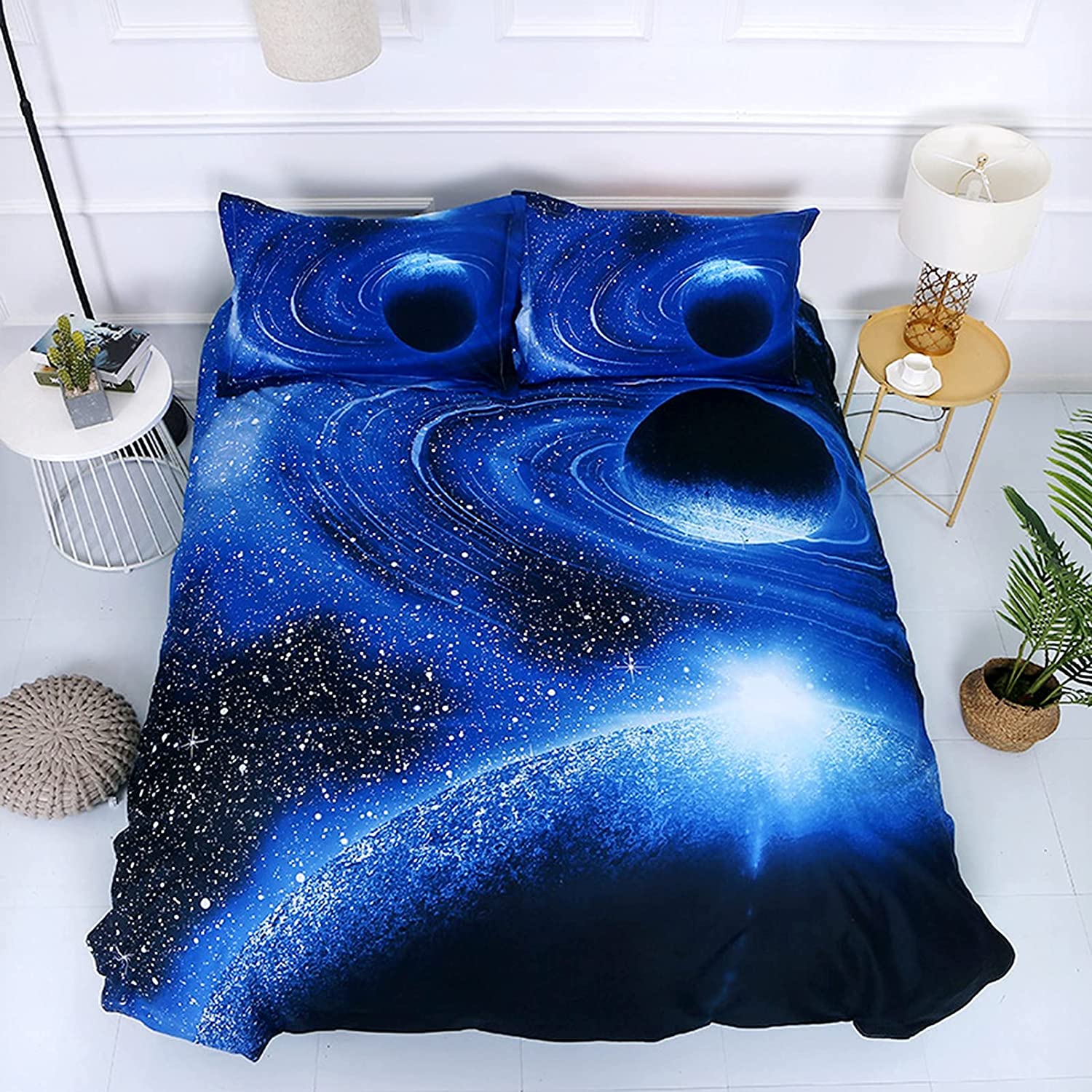Price:$30.99  Galaxy Duvet Cover Sets Full Size Blue Sky Space Kids Bedding Set Ultra Soft Colorful Mysterious Quilt Cover Teens (1 Duvet Cover + 2 Pillowcases) (Full, Galaxy A) : Home & Kitchen