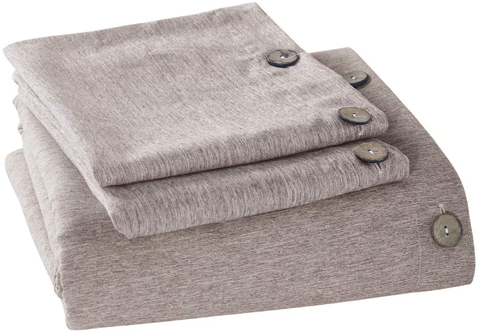 Price:$79.99  Comforter Cover Set King Size Khaki Heather, 3 Pieces Coconut Buttons Closure Duvet Cover Bedding Set, Yarn Dyed Linen-Like Chambray Microfiber Soft & Breathable (Khaki Heather, King) : Home & Kitchen