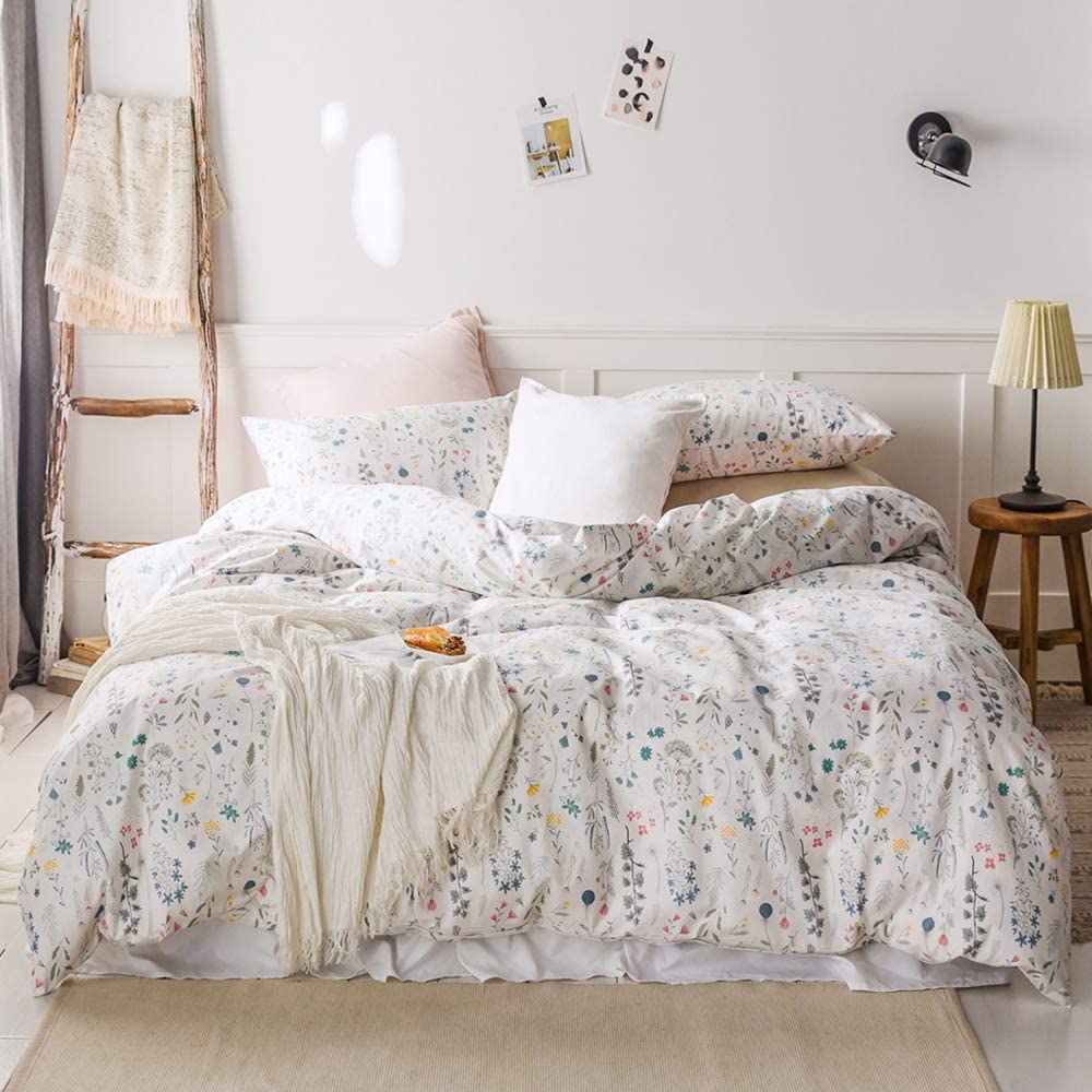 Price:$58.00  Duvet Cover Queen 100% Cotton Bedding Sets Full Girls Cottagecore Bedding 3 Piece Comforter Cover Queen Ultra Soft Garden Fresh  Duvet Cover Queen with Zipper Closure,4 Corner Ties : Home & Kitchen