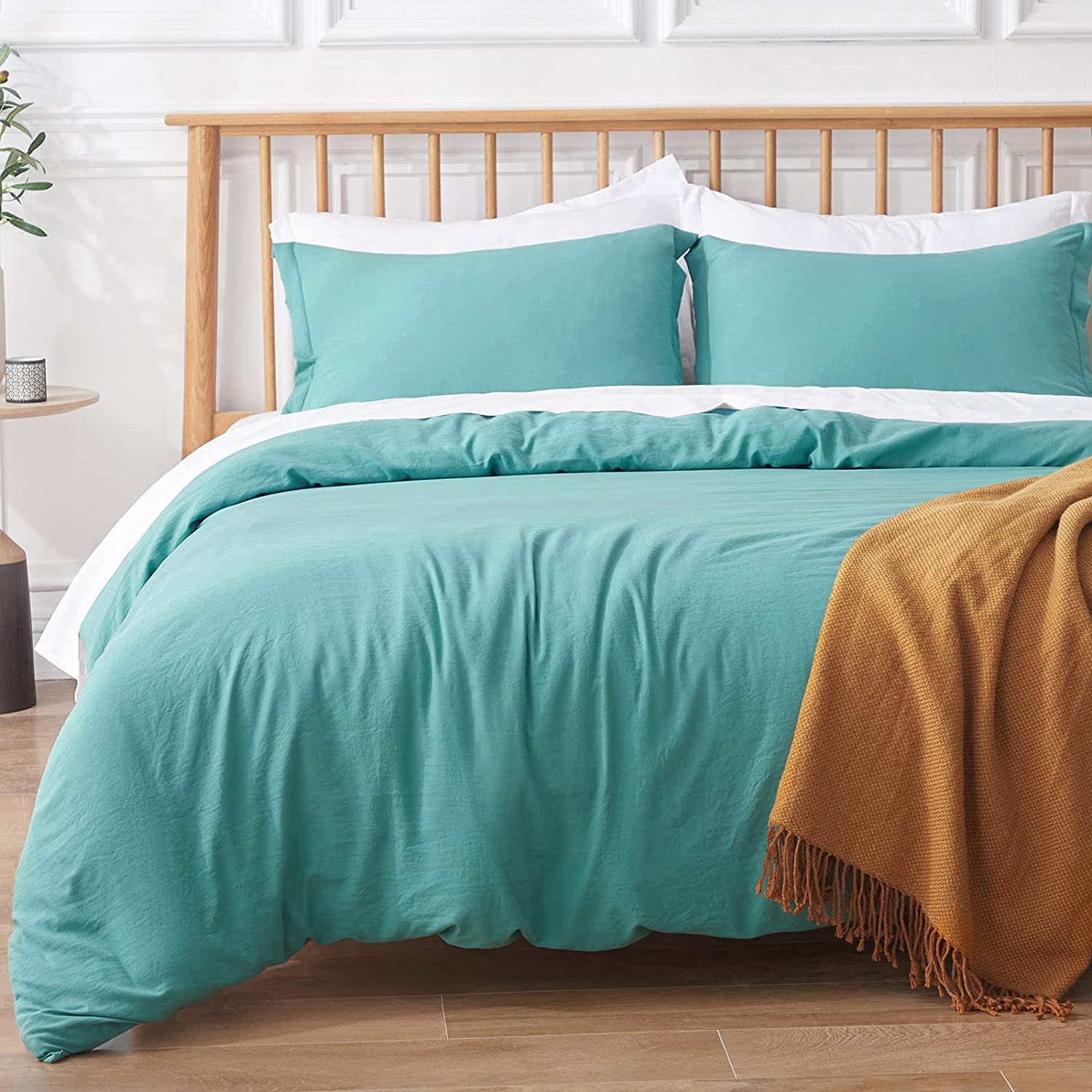 Price:$28.99  Twin Duvet Cover - 3 Piece Microfiber Bed Cover with Zipper Closure & Corner Ties, Breathable Soft Duvet Covers Set for All Seasons Turquoise (1 Duvet Cover, 2 Pillow Shams) : Everything Else