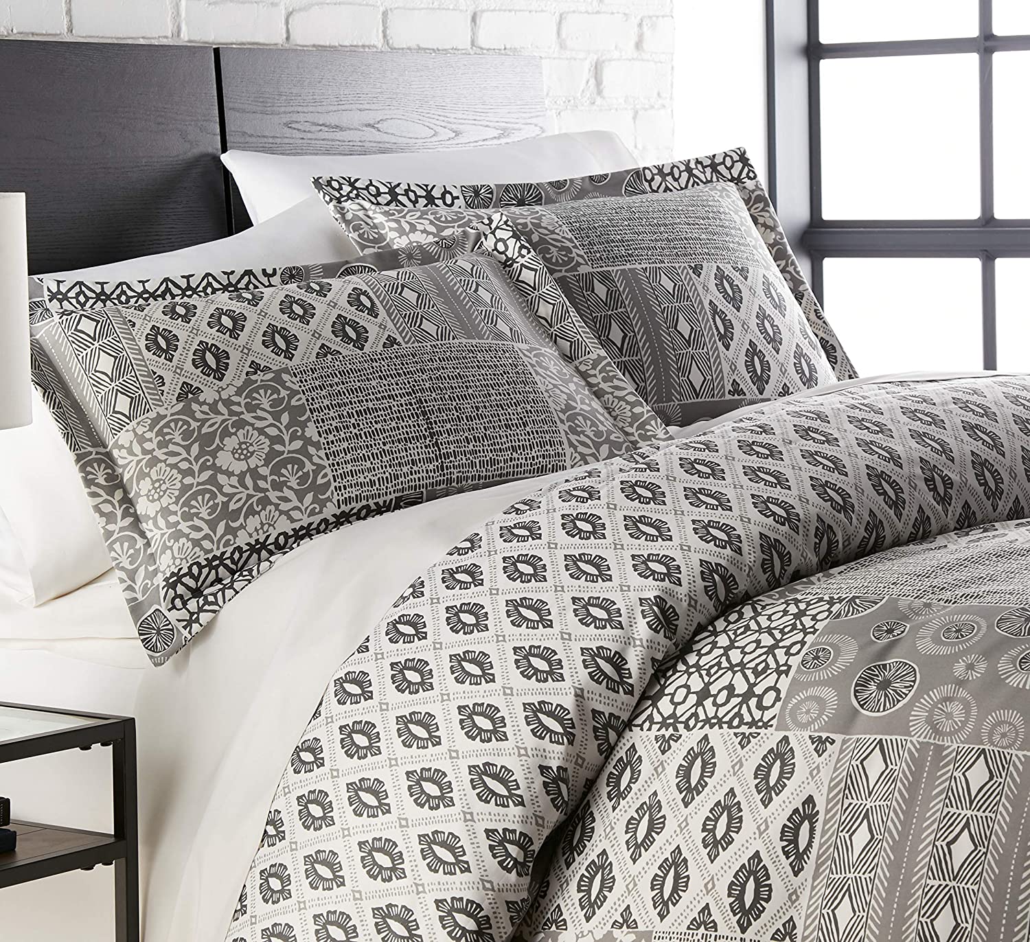 Price:$34.99  Patch Collection - Premium Quality, Soft, Wrinkle, Fade, & Stain Resistant, Easy Care, Oversized Duvet Cover Set, King / California King, Grey : Home & Kitchen