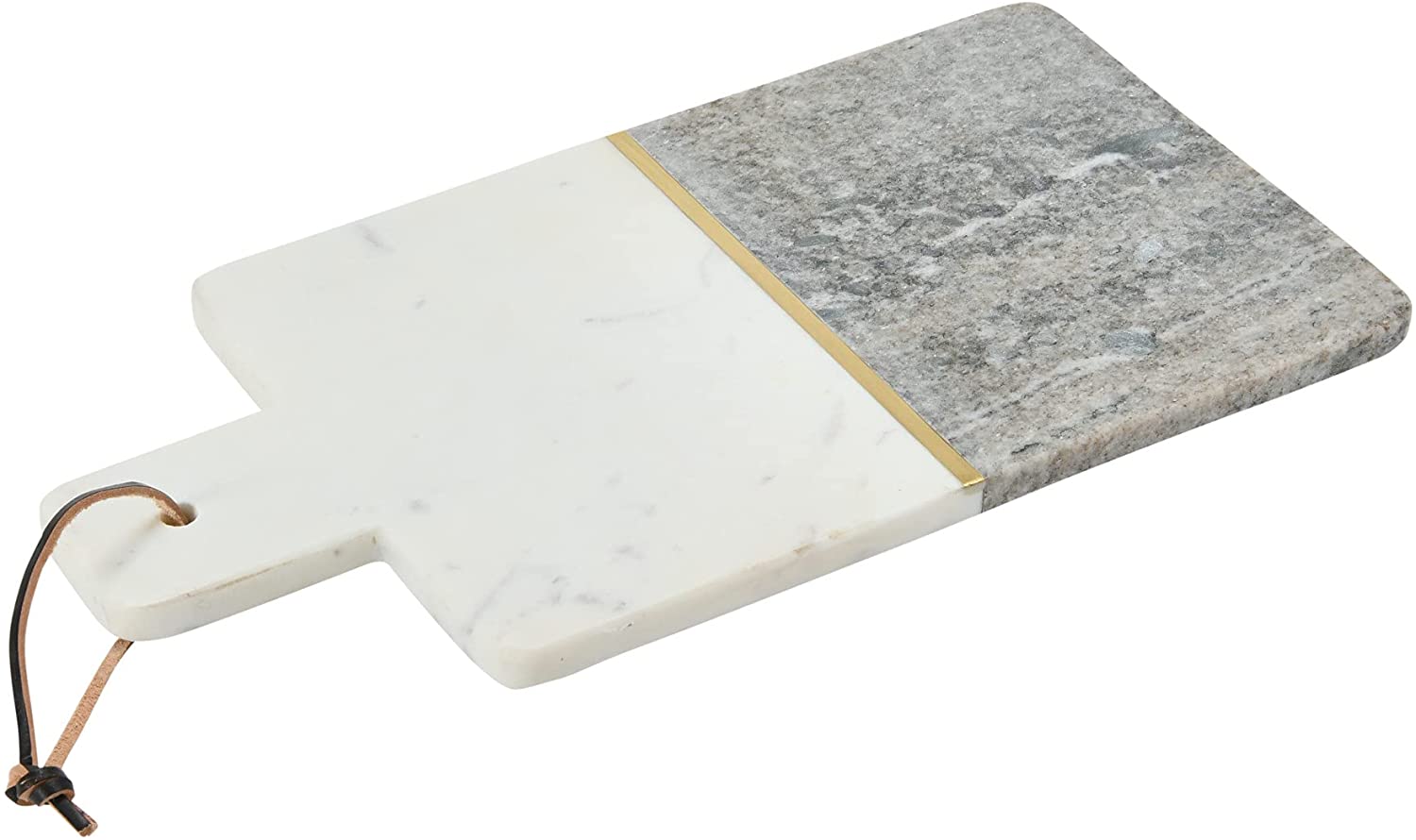Price:$38.99  : Main + Mesa Modern Boho Marble Cutting Board with Brass Inlay for Cheese Boards or Charcuterie Serving Trays for the Kitchen,White and Gray,Medium,EC0681 : Home & Kitchen