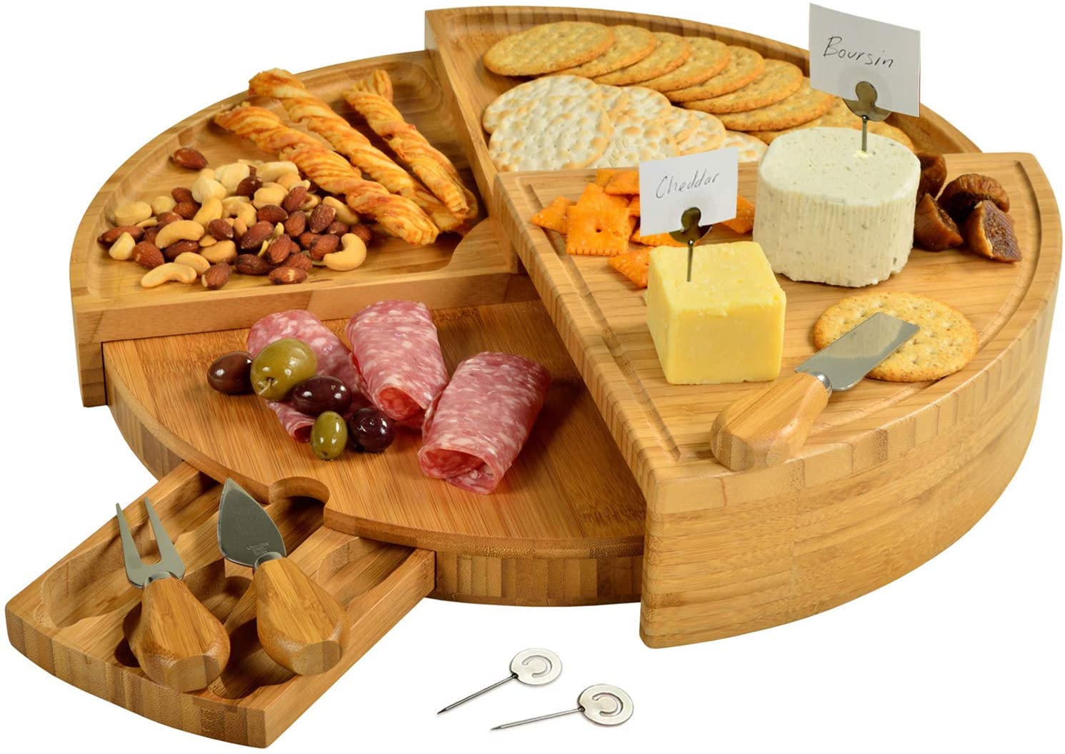Price:$69.00  at Ascot Multi-Level Cheese/Charcuterie Board - Patented Unique Design Stores as a Wedge: Cheese Plates