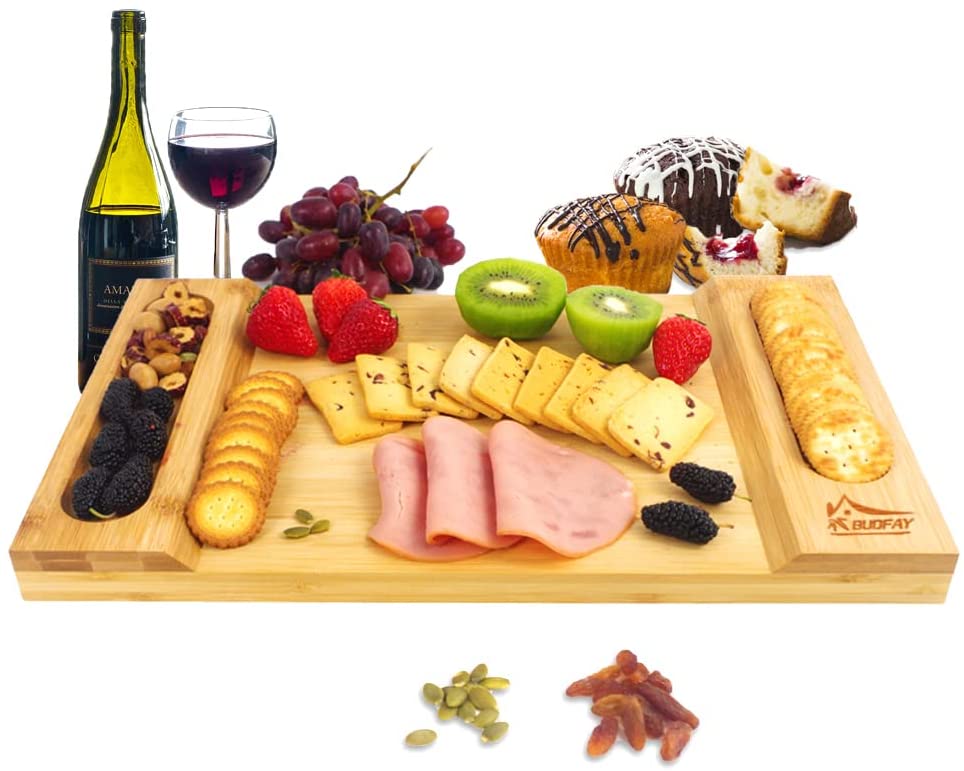 Price:$18.90  Cheese Board Charcuterie Serving Tray for Wine Crackers Cheese and Meat Perfect Gifts for Birthday Housewarming Wedding Best Choice for Foodies (16x10x1.2 inches): Cheese Plates