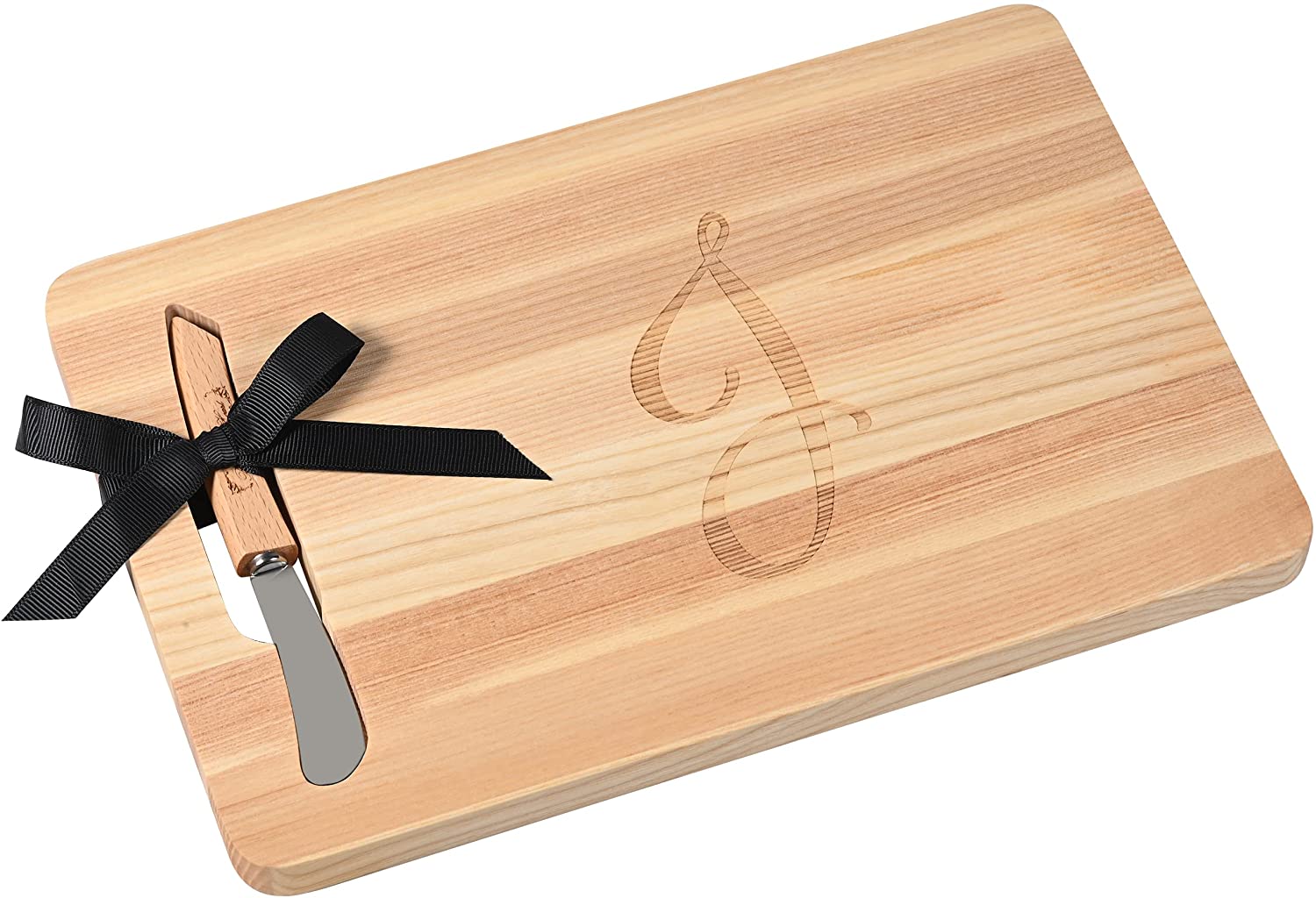 Price:$24.98  Ash Wooden Cheese Board with Spreader Initial J - 8.5 inch by 12 inch: Home & Kitchen