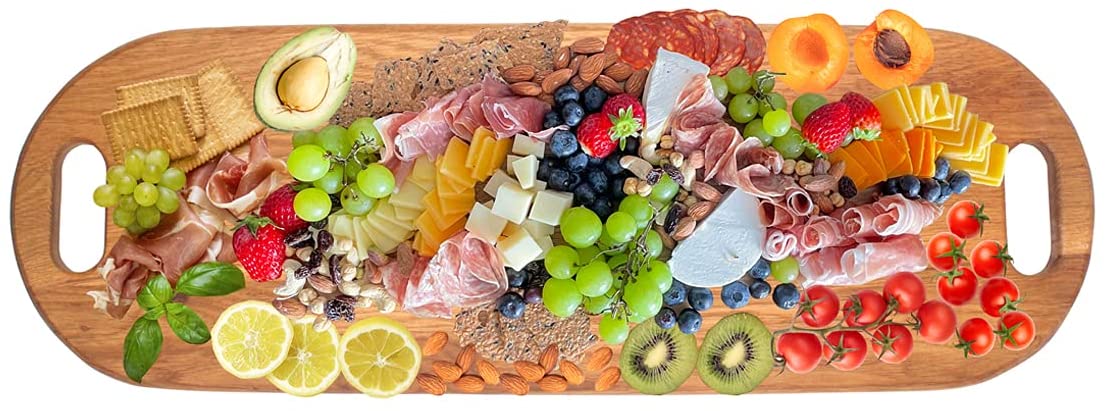 Price:$38.99  American Oak Wood Oversized Serving Board 26" x 8.7" | Large Cheese Board | Charcuterie Board for Serving Cheeses, Meats, Crackers, and Wine | Unique Gift (Long Cutting Board): Home & Kitchen