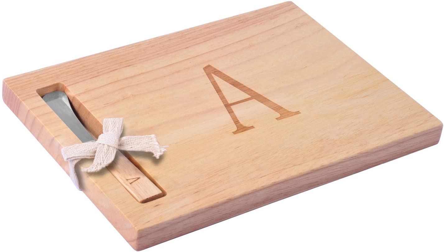 Price:$27.97  Oak Wood Cheese Board With Spreader, A-Initial (A): Home & Kitchen