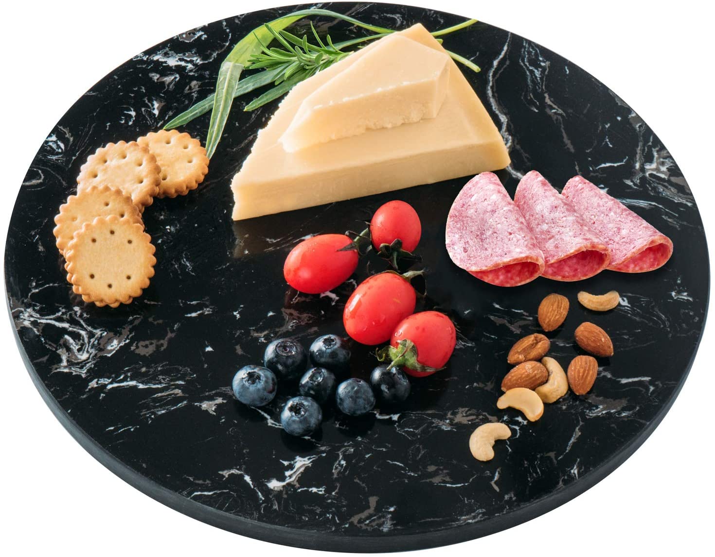Price:$33.99  & Pebble Black Marble Cheese Board (12 Inches) – Marble Cutting Board - Round Charcuterie Board – Meat and Cheese Board - Elegant, Durable and Practical: Home & Kitchen