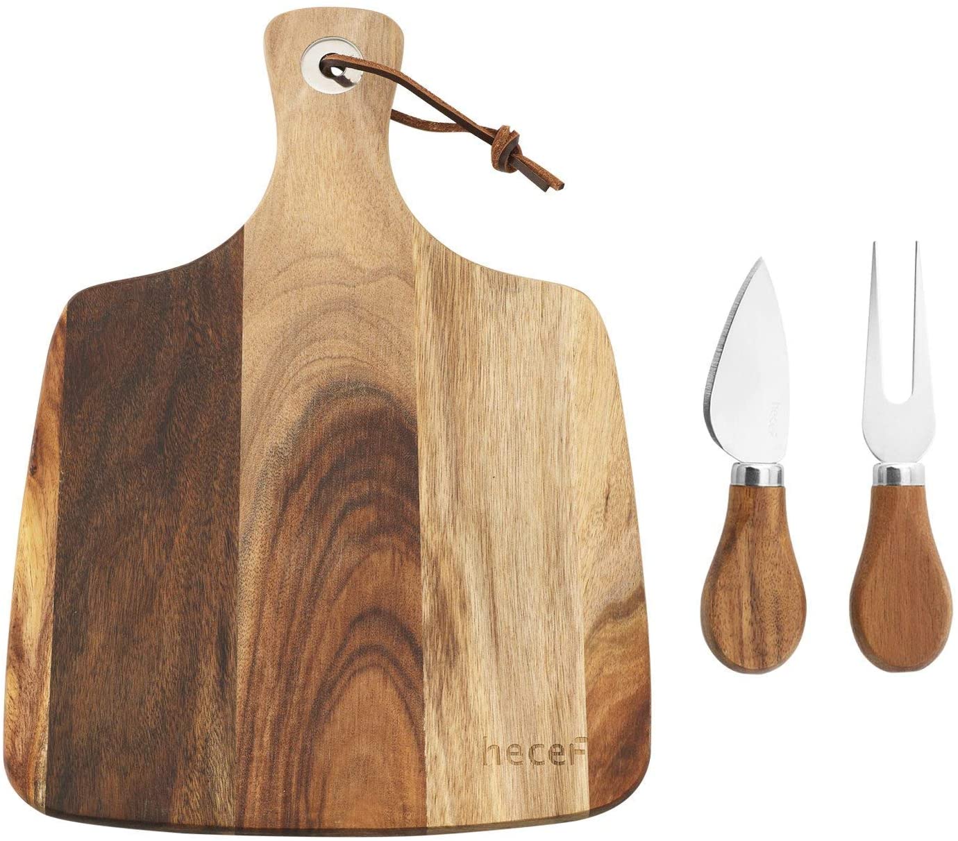 Price:$18.99  Cheese Board set of 3,a Acacia Wood Cheese Plate & a Cheese Knife & a Cheese Fork, Perfect Cheese Platter Slate Board Cheese Serving Board (Cheese board with 2 knives): Cheese Plates