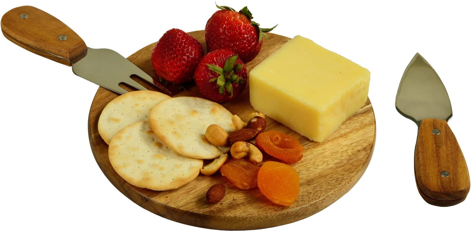 Price:$39.95  at Ascot Bristol Acacia Cheese Board Set with Tools in Natural Gift Box, Brown: Cheese Servers