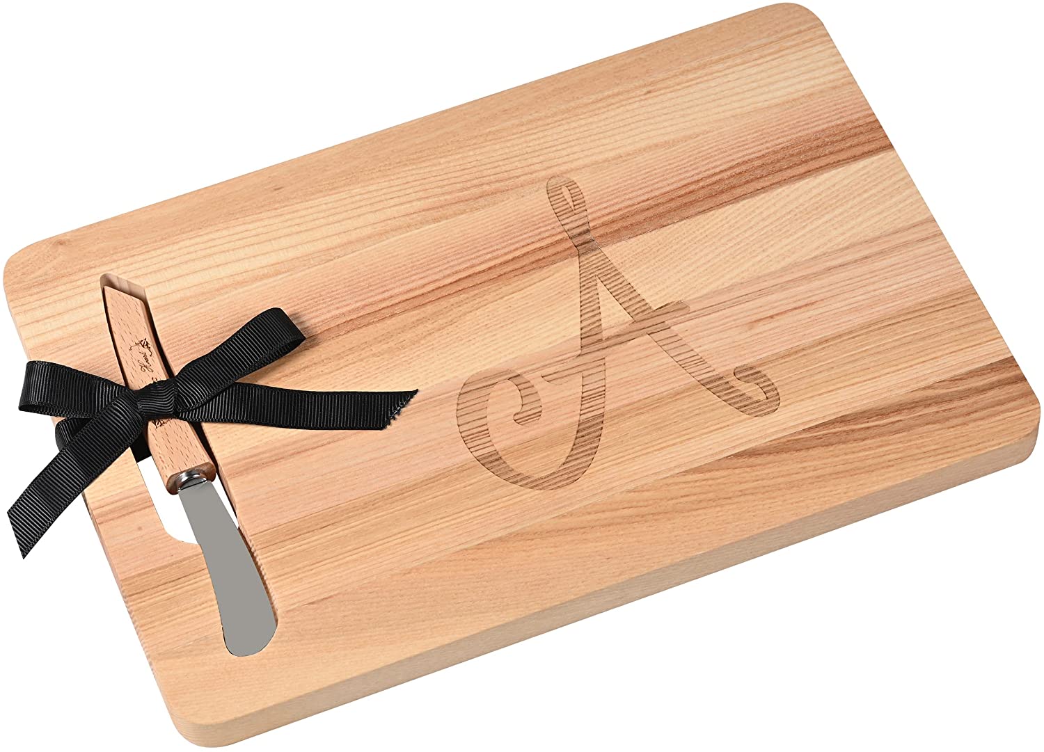 Price:$24.98  Ash Wooden Cheese Board with Spreader Initial A - 8.5 inch by 12 inch: Home & Kitchen