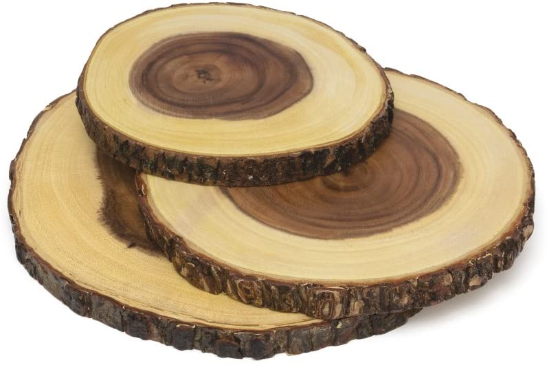 Price:$35.00  International Acacia Wood Slab Serving Board With Bark for Cheese, Crackers, and Hors D'oeuvres, Set of 3, Assorted Sizes: Dinnerware & Serveware
