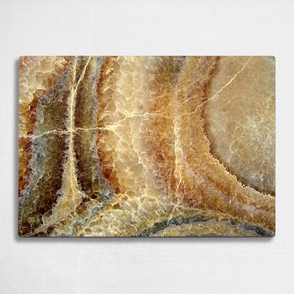 Price:$23.95  - Tempered Glass Cutting Board - 14" x 10" inch (35x25x0.4cm) Serving Tray, Cheese Board, Print, Round Edges, Non-Slip Feet, Scratch, Heat, Shatter Resistant, Dishwasher Safe (Onyx): Home & Kitchen