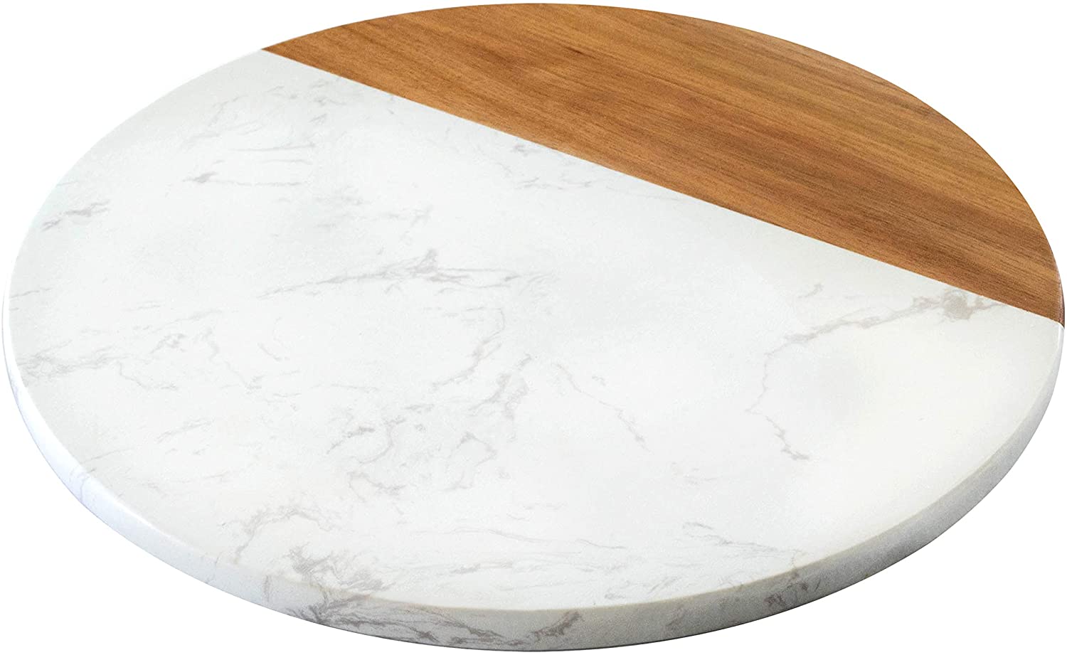 Price:$37.99  LIVING White Marble and Acacia Wood Cheese Board - 12" Serving Platter for Charcuterie - Marble Pastry Board - Round Cutting Board - Cheese Tray : Home & Kitchen