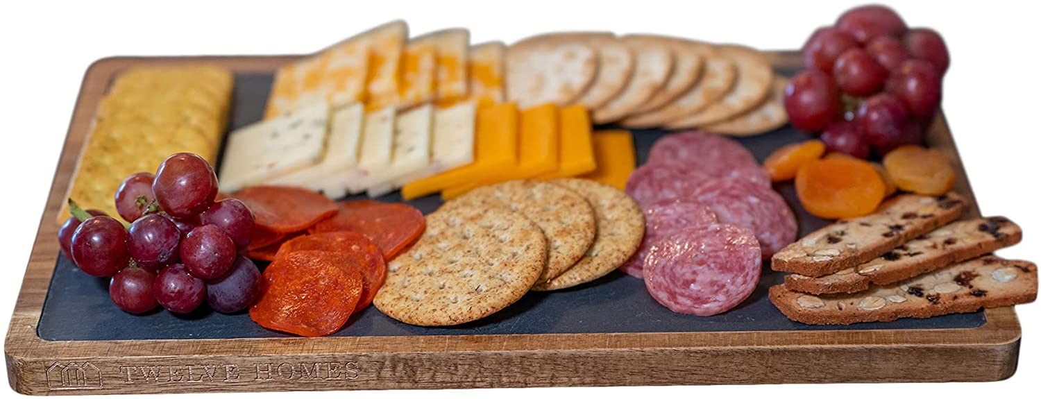 Price:$29.90  Homes Acacia Wooden Cheese Slate Board Set | Large Serving Platter Wood Tray and Black Slate Cheese Board, Charcuterie Platter. Large & Thick Quality Wooden Server| Luxury Serving Tray: Cheese Plates