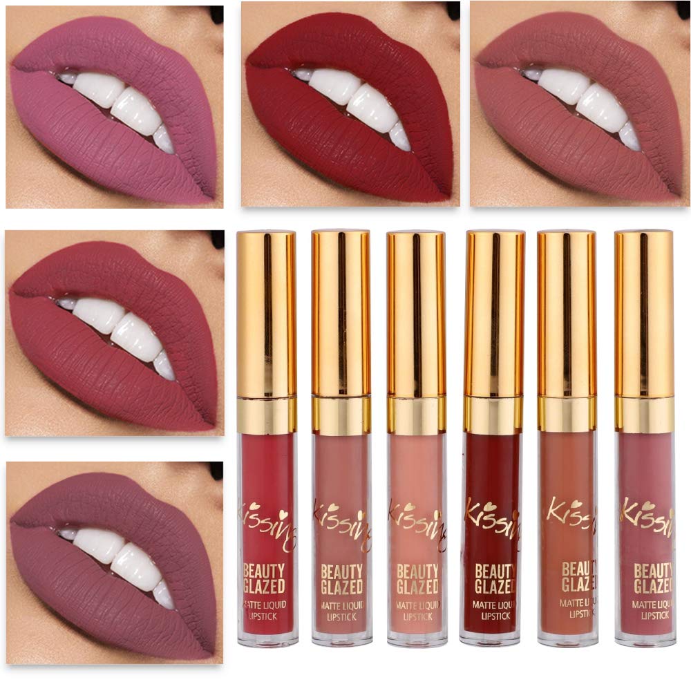 Price:$8.99 Beauty Glazed Matte Nude Liquid Lipstick Lip Gloss Kit Waterproof Lip Makeup Durable Lipgloss Cosmetics Mini 6pcs/set Birthday Edition Long Lasting Non-Stick Cup Liquid Lip Gloss Set