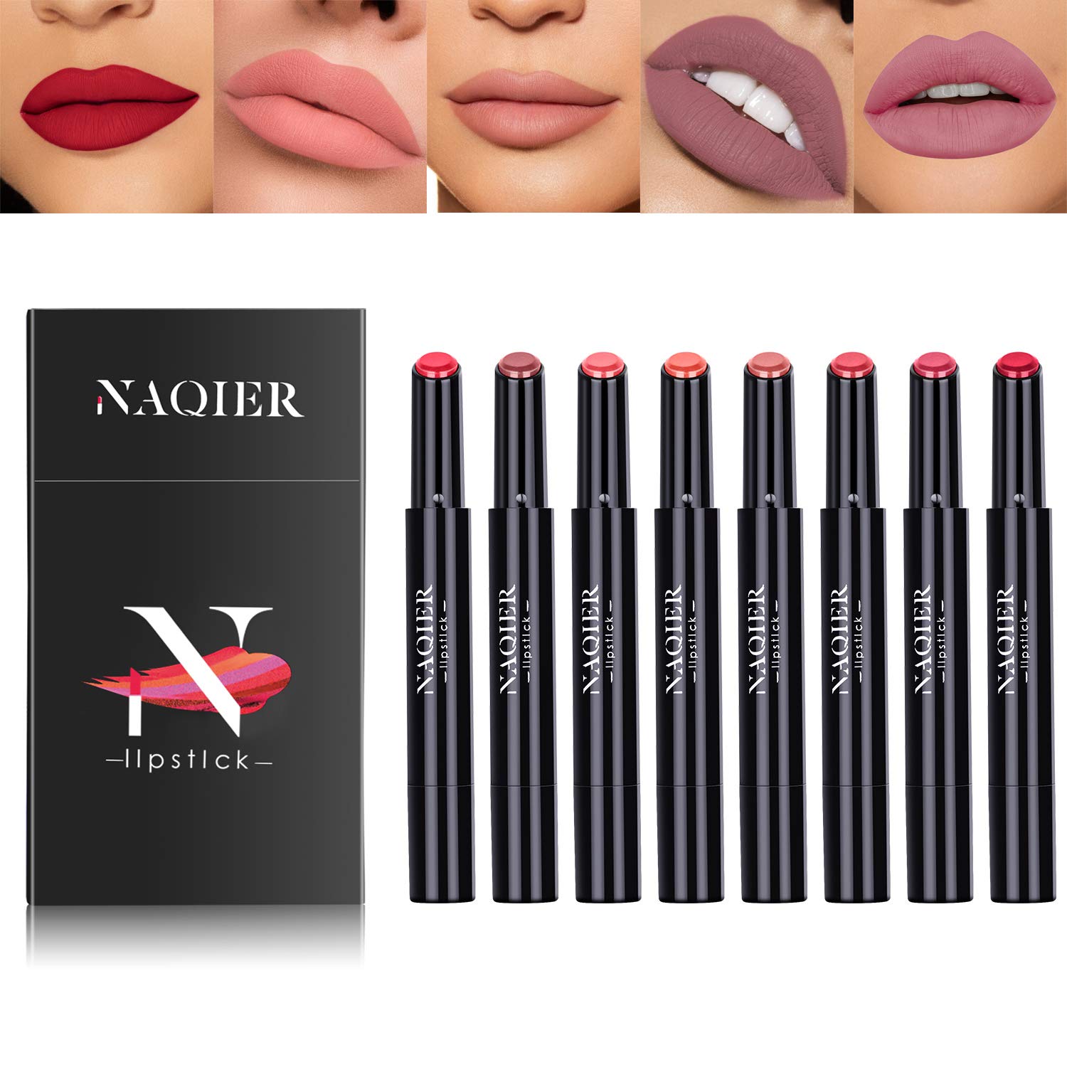 Price:$15.89 NAQIER Matte Lipstick Set, 8PCS Nude Moisturizer Smooth Lip Stick, Waterproof liquid lipstick mate Make up Velvet lip gloss Cosmetic