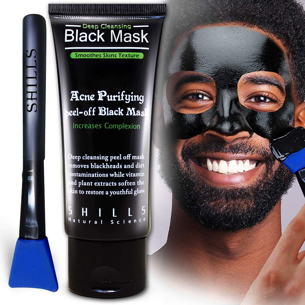 Price:$10.99 SHILLS Charcoal Mask for Men, Purifying Peel Off Mask, Black Face Mask Peel Off, Black Mask Deep Clean Pore, Blackhead Remover, 1 Bottle (1.69 fl. oz) and a Brush Set