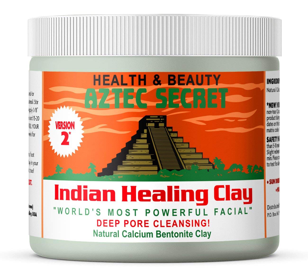 Price:$12.25 Aztec Secret - Indian Healing Clay - 1 lb. | Deep Pore Cleansing Facial & Body Mask | The Original 100% Natural Calcium Bentonite Clay – New! Version 2