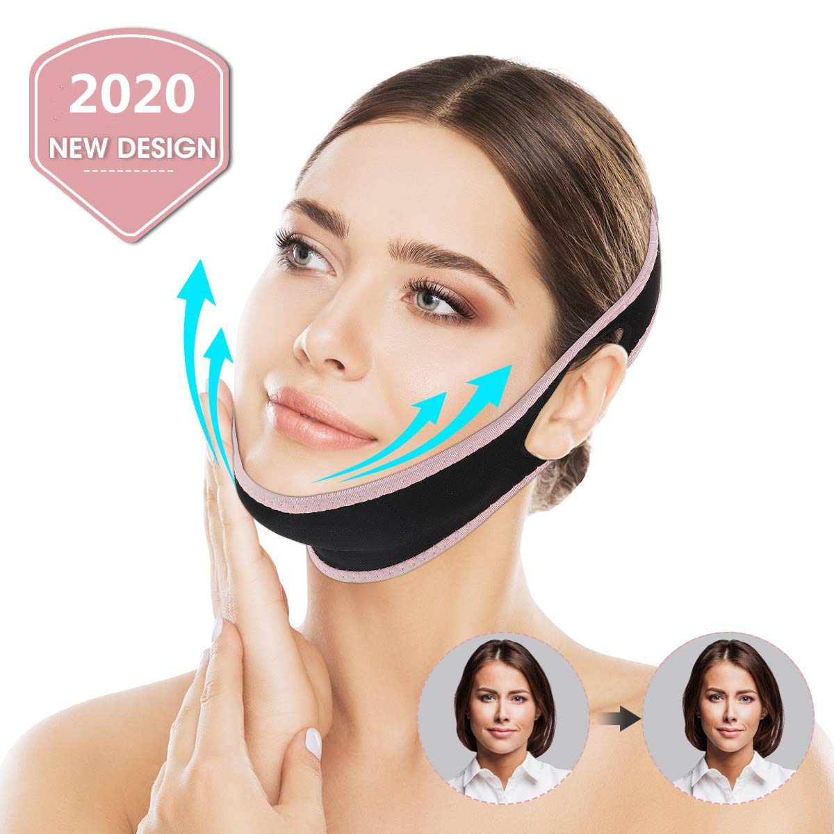 Price:$18.99 OUTERDO Facial Slimming Strap, Pain-Free Face-Lifting Bandage -V Line Lifting Chin Strap for Women Eliminates Sagging Skin Lifting Firming Anti Aging pink s