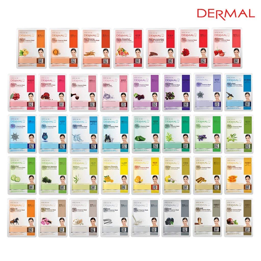 Price:$19.99 DERMAL 39 Combo Pack Collagen Essence Full Face Facial Mask Sheet - The Ultimate Supreme Collection for Every Skin Condition Day to Day Skin Concerns. Nature made Freshly packed Korean Face Mask