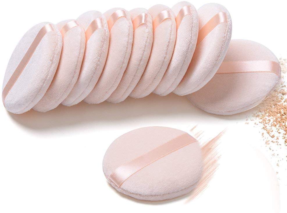 Price:$7.99    Pure Cotton Powder Puff,Puff, for Powder Foundation, 3.15 inch Normal Size, with Strap, Blending for Loose Powder Mineral Powder Body Powder, 10 Pieces  Beauty