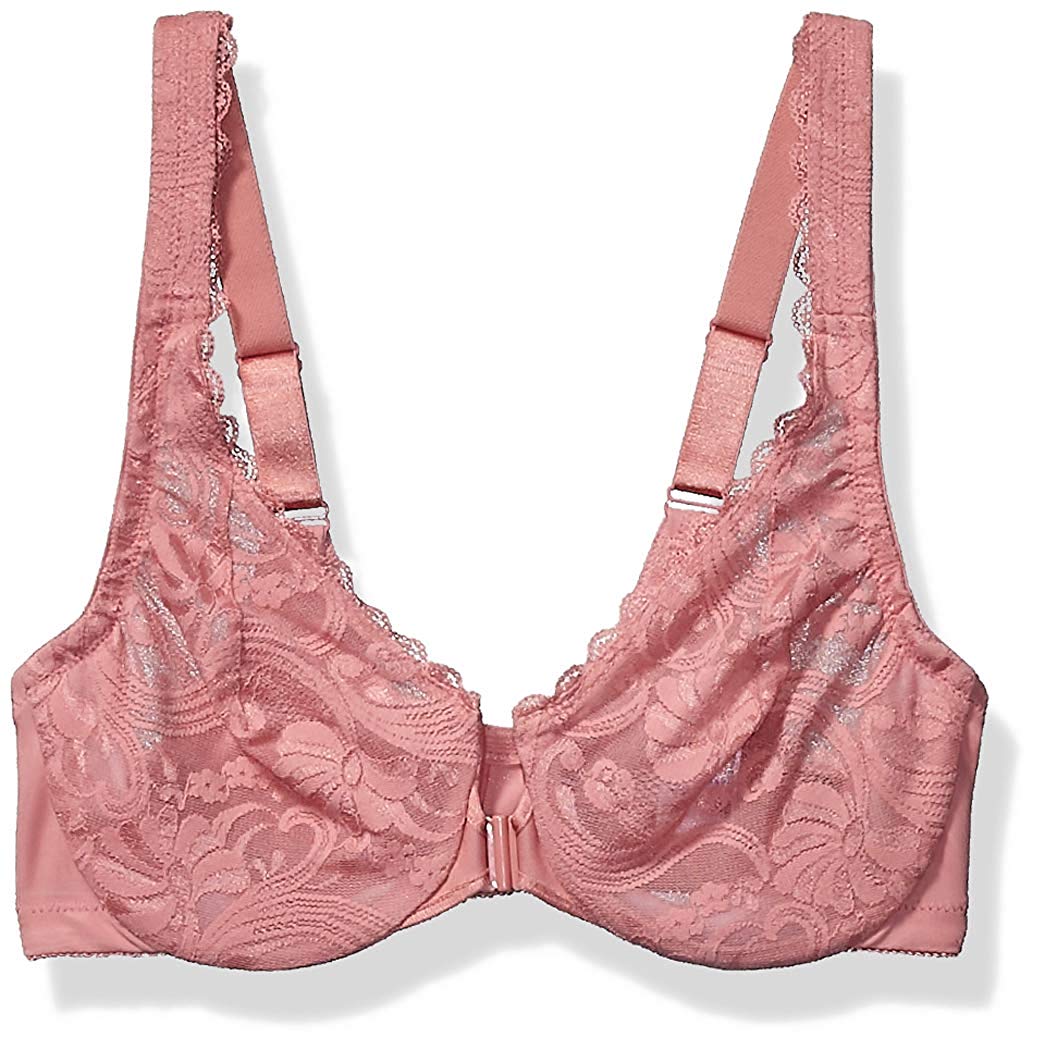 Price:$34.99 Glamorise Women's Plus Size Full Figure Wonderwire Front Close Stretch Lace Bra #9245, Apricot, 30B at Amazon Women’s Clothing store
