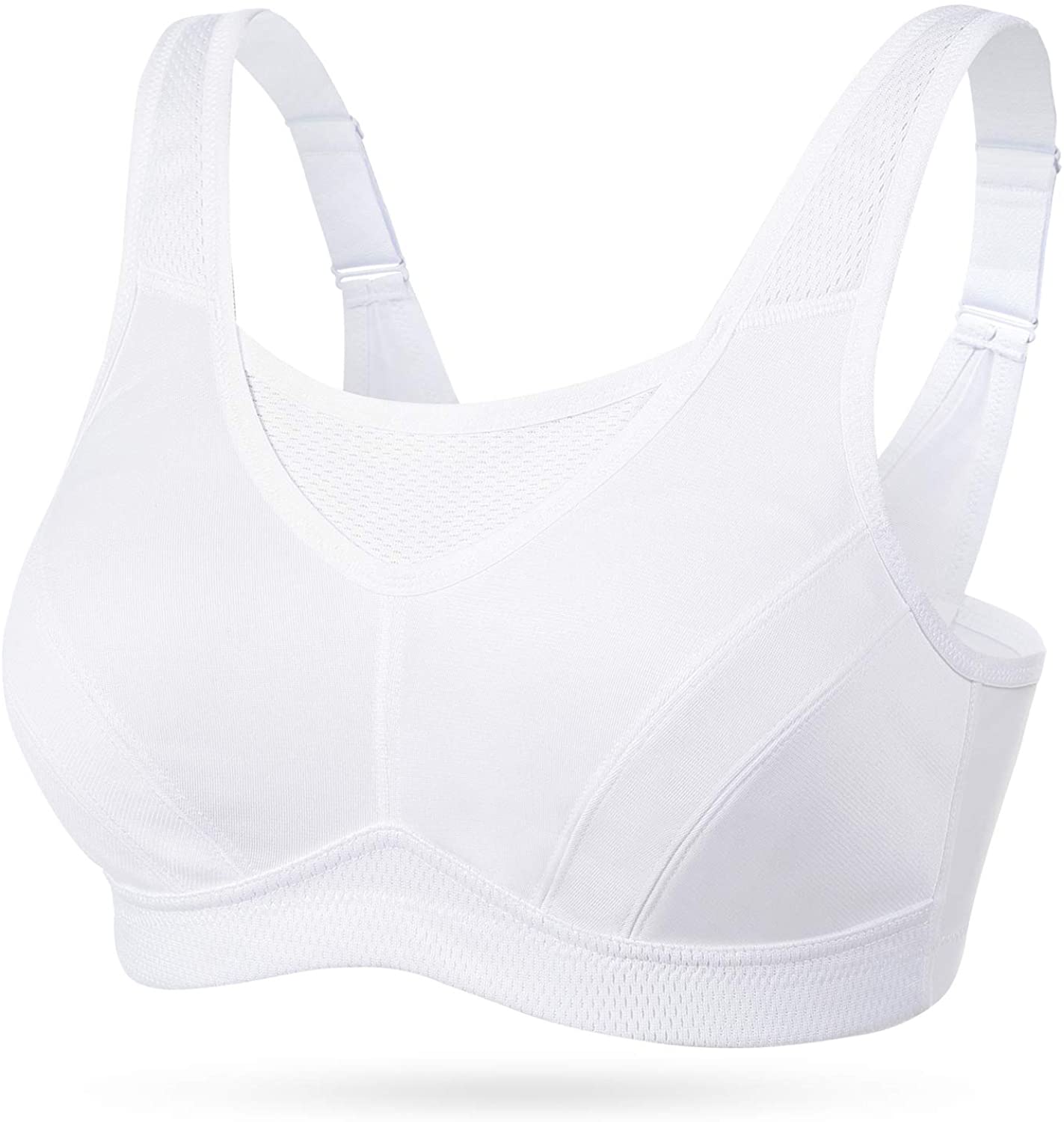 Price:$21.99 Wingslove Women's Full Coverage High Impact Wirefree Workout Non Padded Sport Bra(White, 34DDD) at Amazon Women’s Clothing store