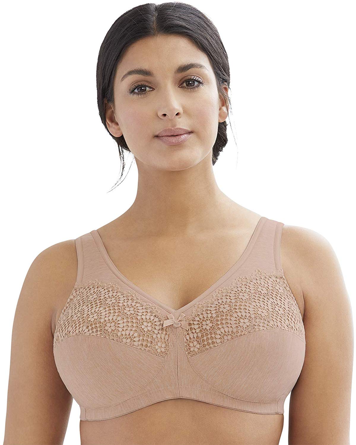 Price:$33.55 Glamorise womens Full Figure Plus Size MagicLift Moisture Control Wirefree Bra #1064, Café Heather, 38B at Amazon Women’s Clothing store
