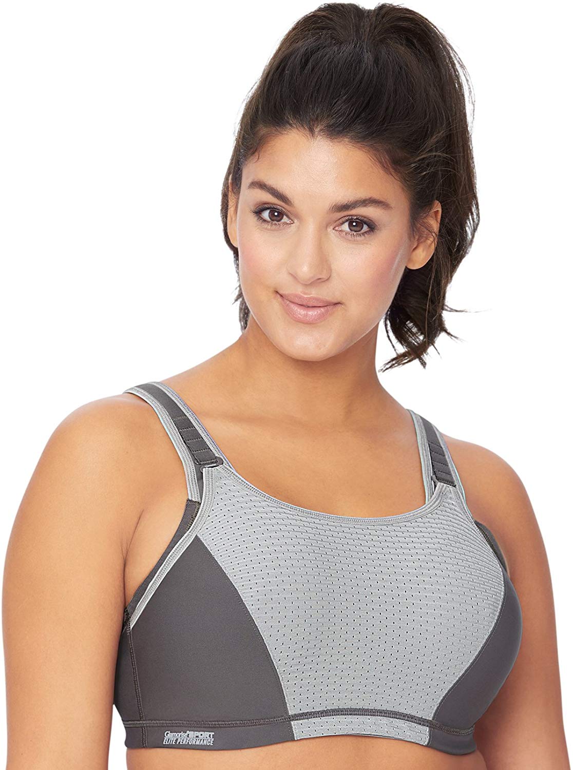 Price:$46.20 Full Figure Plus Size Elite Performance Adjustable Wonderwire Sports Bra #9167, Gray, 32B at Amazon Women’s Clothing store