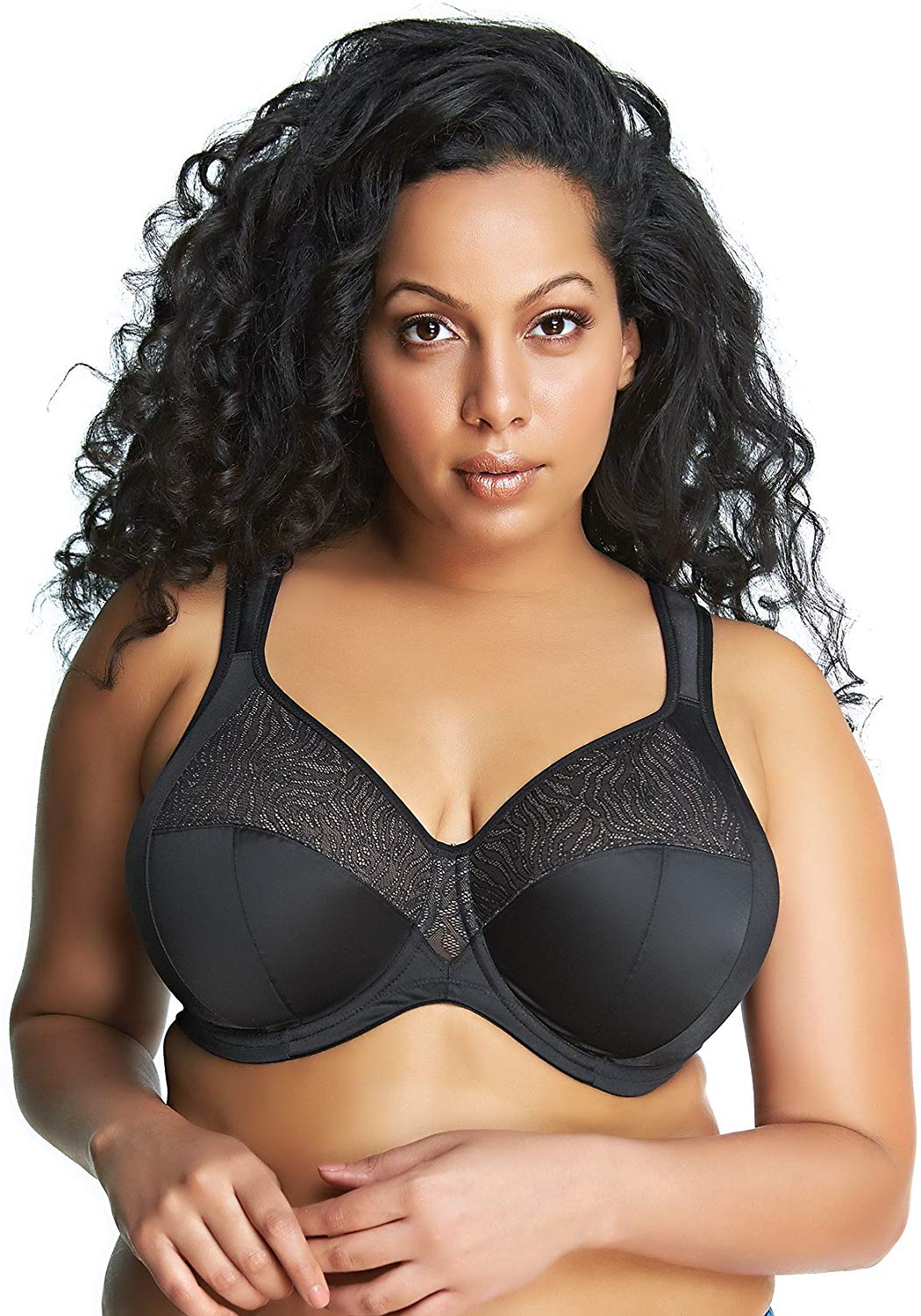 Price:$31.99 Goddess Women's Plus-Size Heather Underwire Banded Bra with Stretch Lace, Black, 34H at Amazon Women’s Clothing store