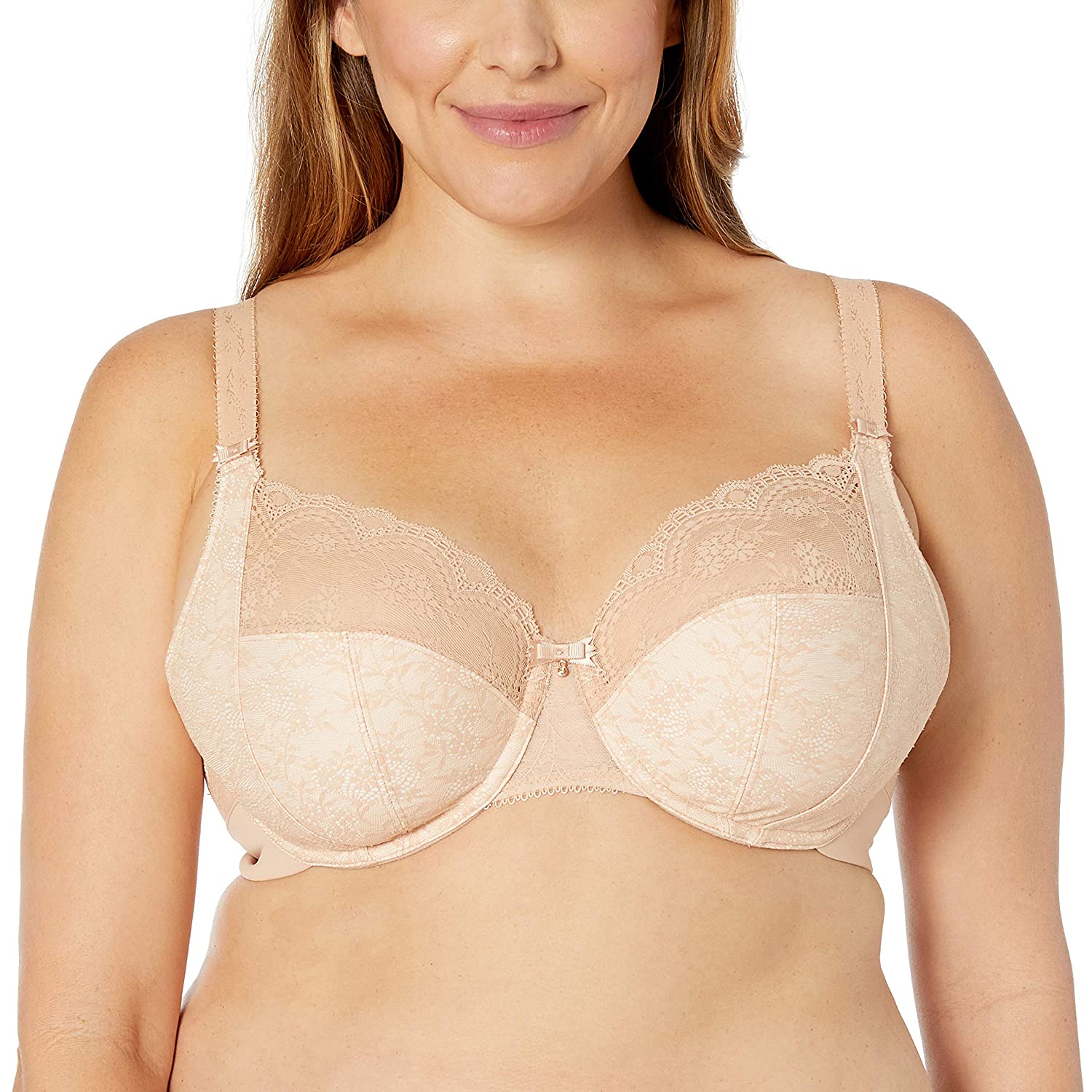 Price:$54.95 Elomi Women's Plus-Size Tia Underwire Bandless Bra Bra, Dune, 32GG at Amazon Women’s Clothing store