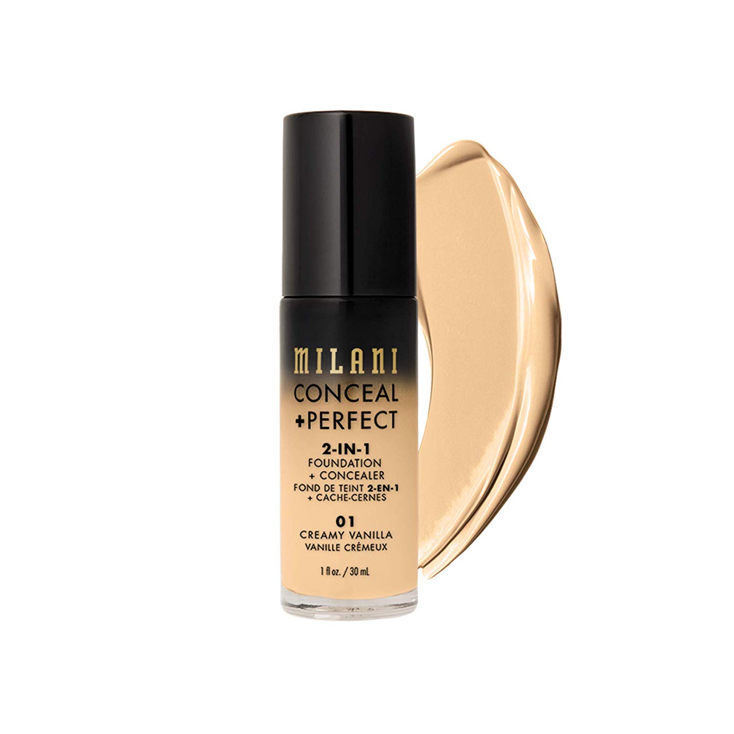 Price:$5.34     Milani Conceal + Perfect 2-in-1 Foundation + Concealer - Creamy Vanilla (1 Fl. Oz.) Cruelty-Free Liquid Foundation - Cover Under-Eye Circles, Blemishes & Skin Discoloration for a Flawless Complexion   Beauty